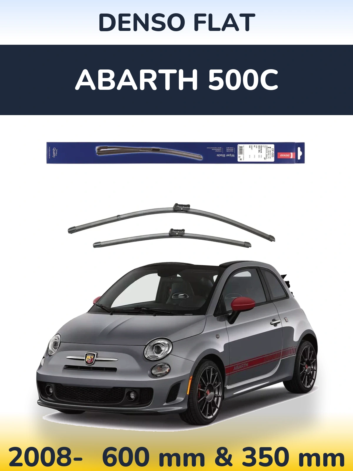 Sada předních stěračů Denso Flat 600 a 350 mm pro Abarth 500C 2008-2026