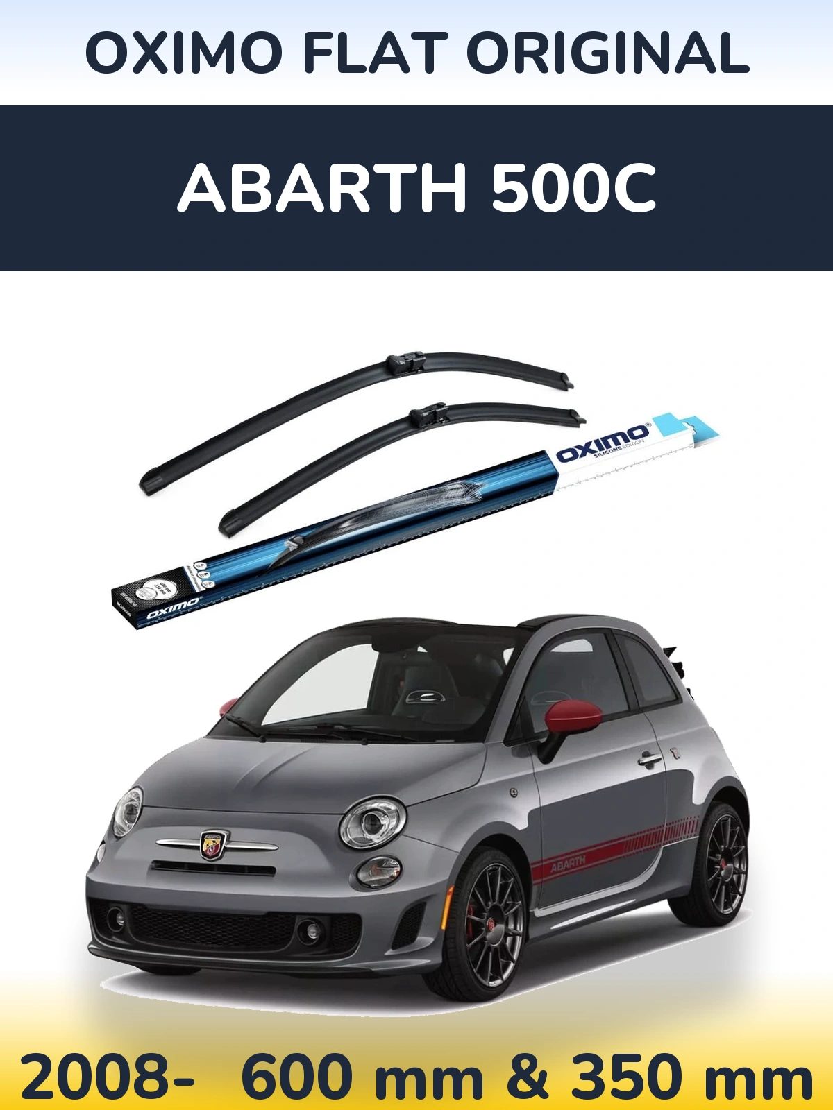 Sada předních stěračů Oximo Flat Original 600 a 350 mm pro Abarth 500C 2008-2026