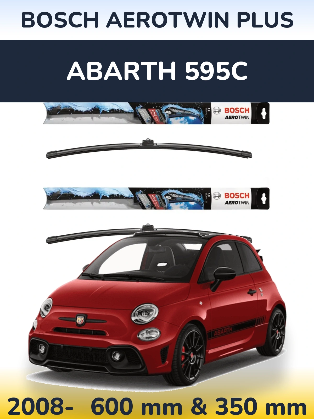 Комплект передніх щіток BOSCH AeroTwin Plus 600 & 350 мм для Abarth 595C 2008-2026