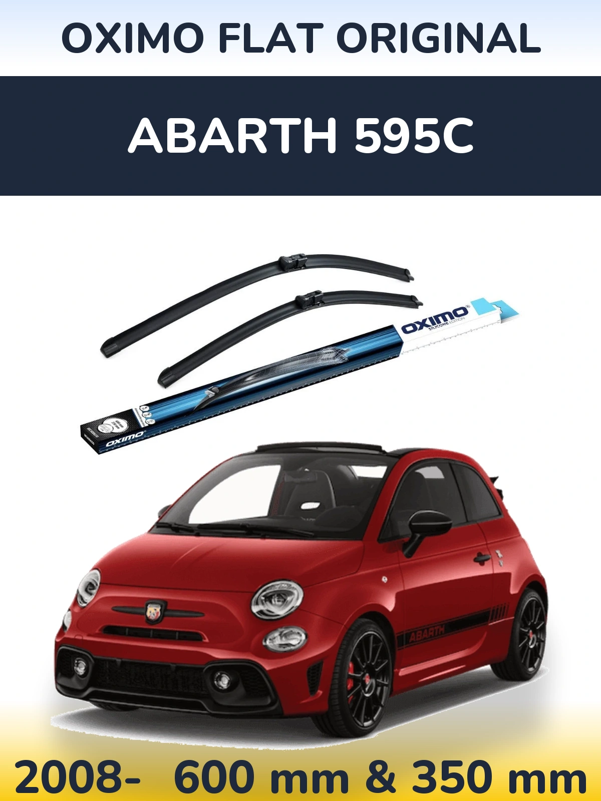 Sada předních stěračů Oximo Flat Original 600 a 350 mm pro Abarth 595C 2008-2026