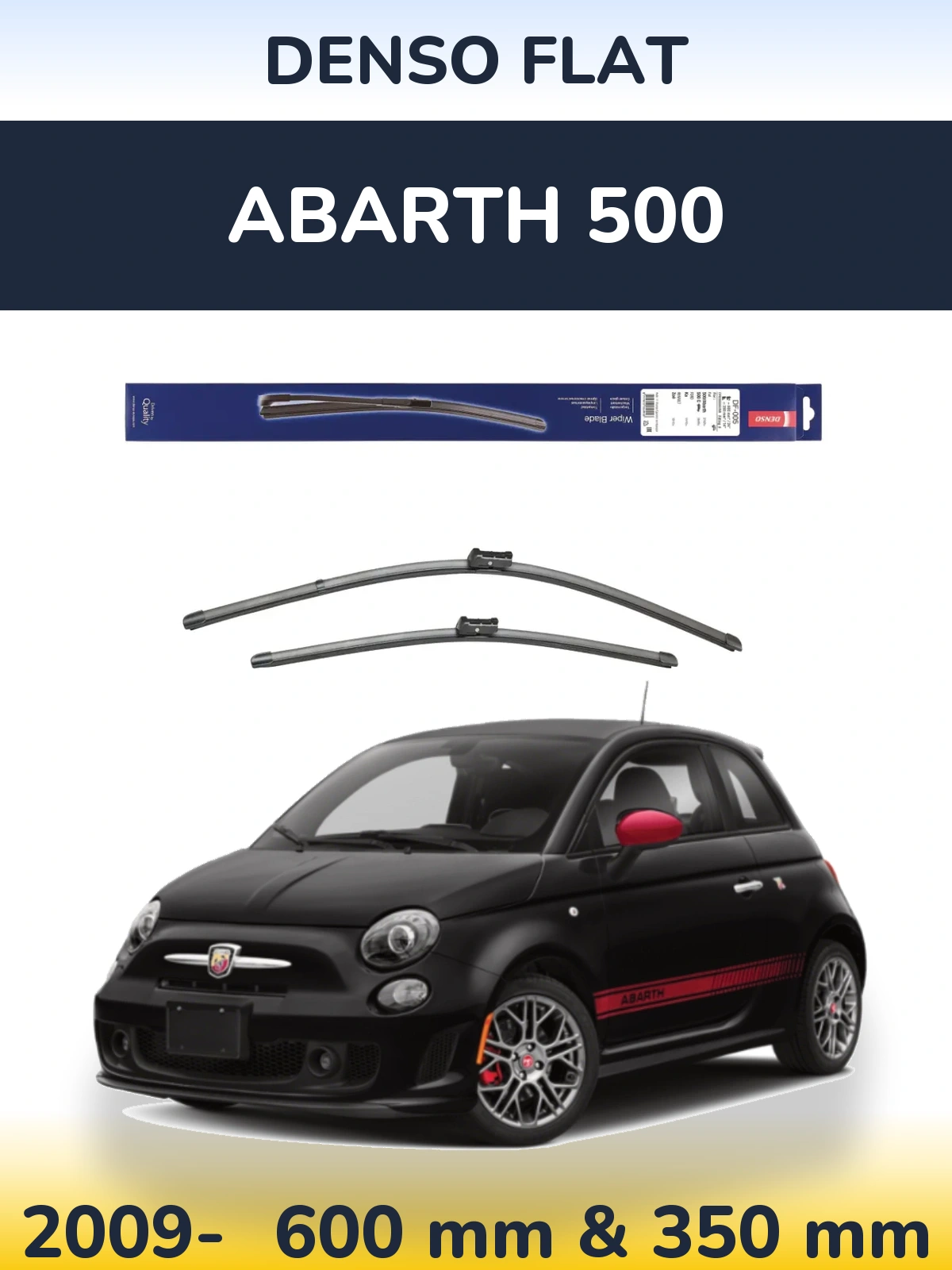 Sada předních stěračů Denso Flat 600 a 350 mm pro Abarth 500 2009-2026
