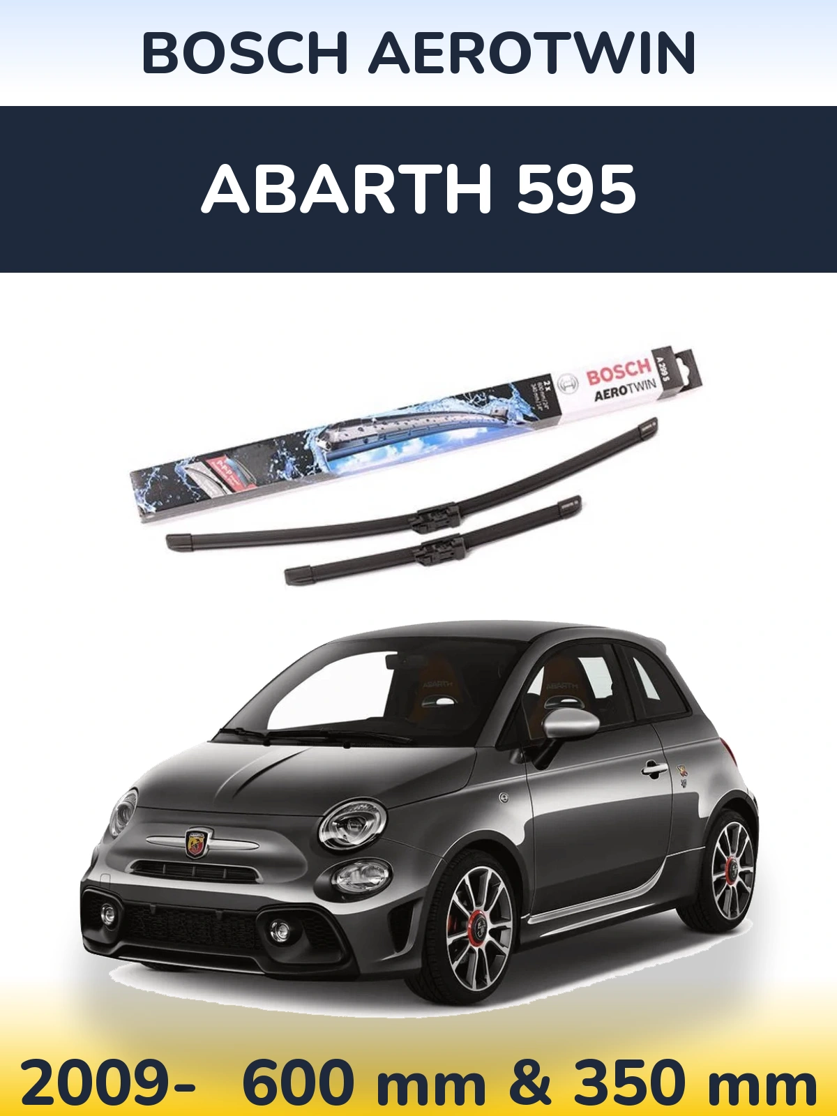 Sada předních stěračů BOSCH AeroTwin 600 a 350 mm pro Abarth 595 2009-2026
