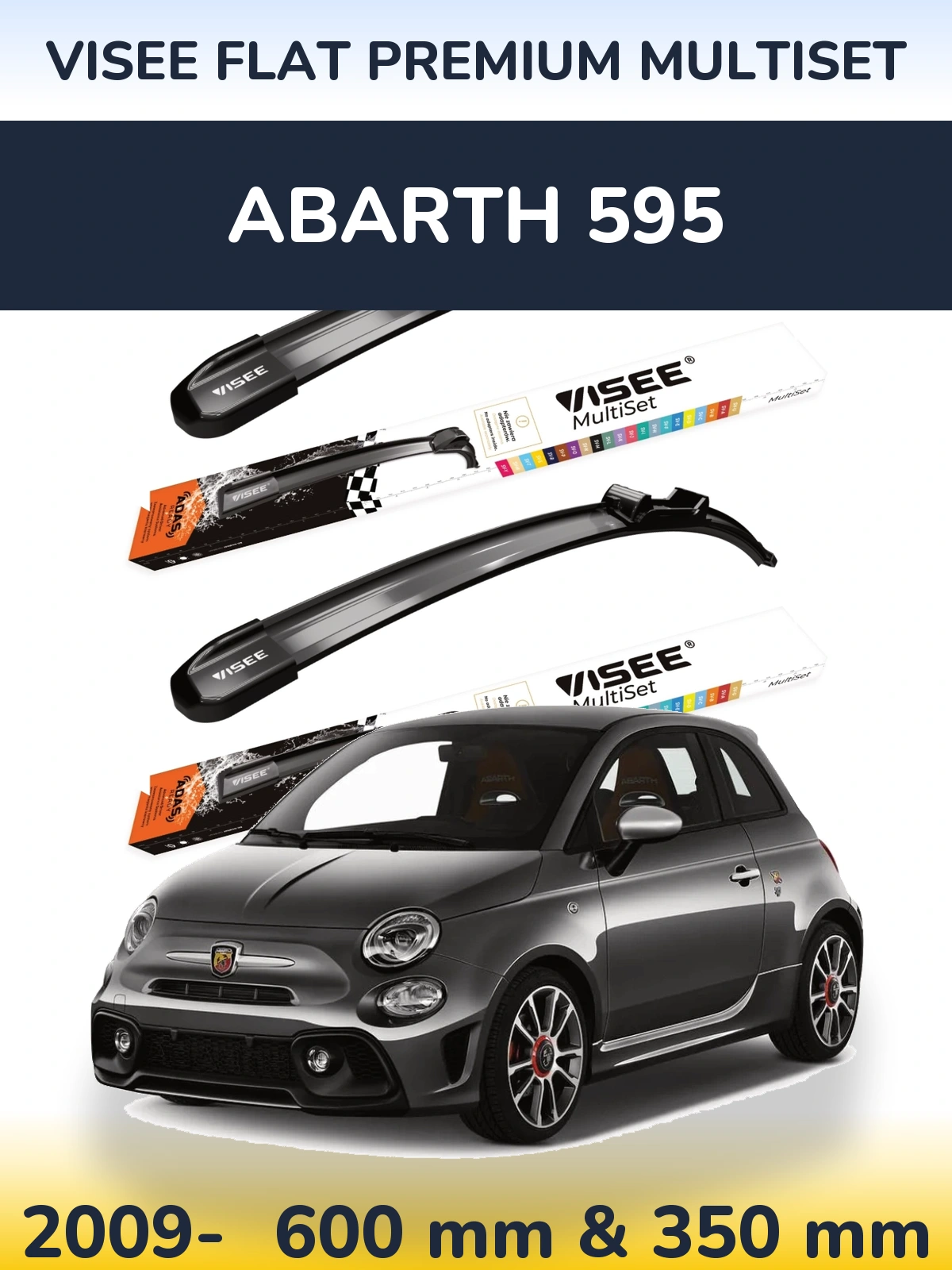 Sada předních stěračů VISEE FLAT PREMIUM MultiSet 600 a 350 mm pro Abarth 595 2009-2026