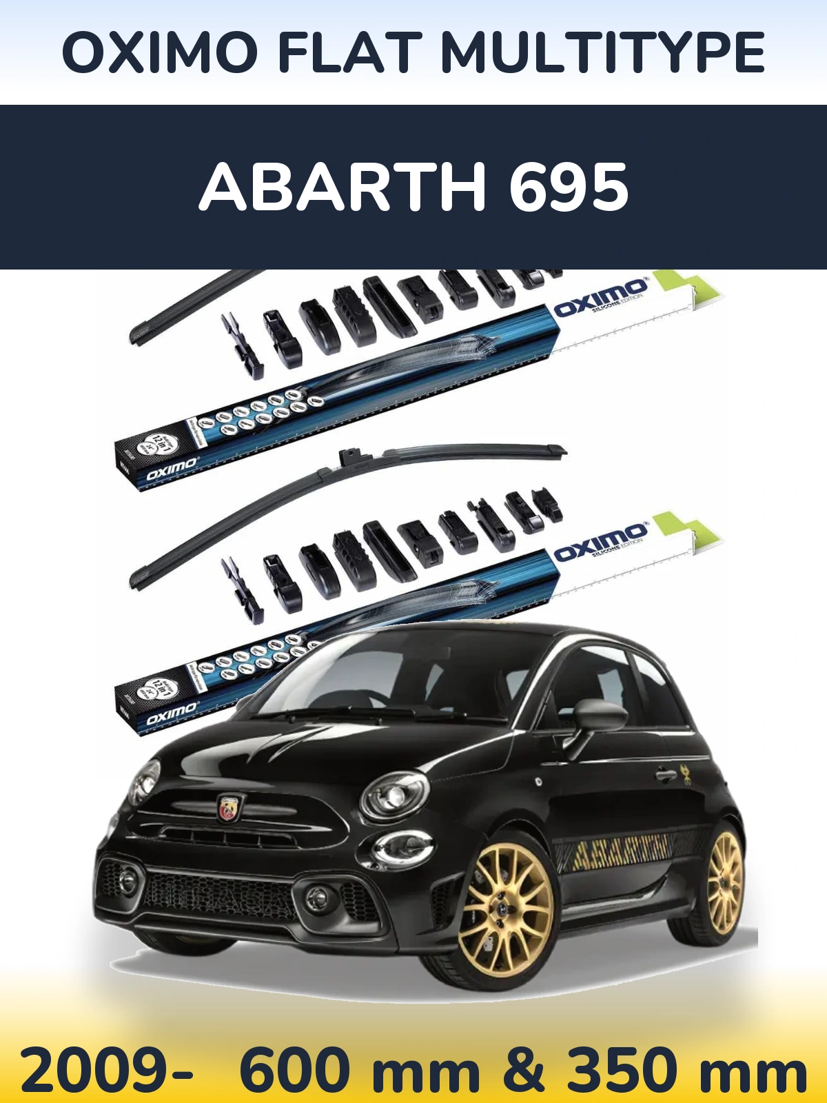 Sada předních stěračů Oximo Flat MultiType 600 a 350 mm pro Abarth 695 2009-2026