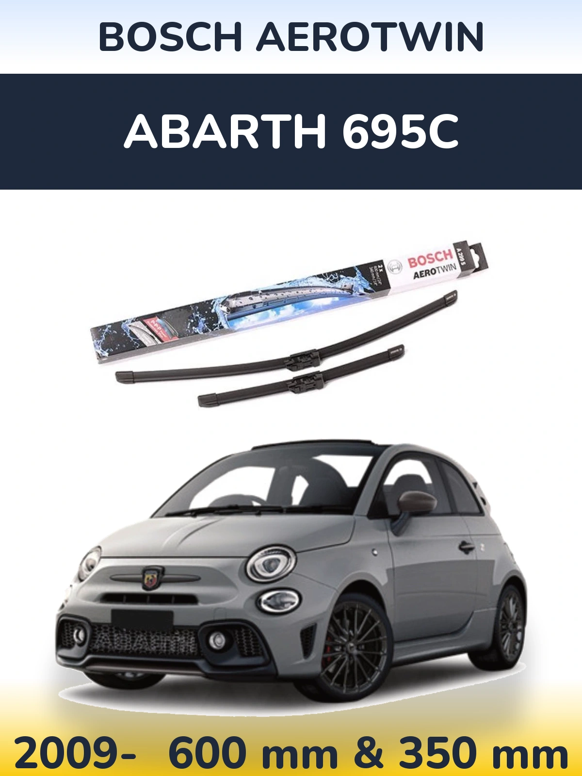Комплект передніх щіток BOSCH AeroTwin 600 & 350 мм для Abarth 695C 2009-2026