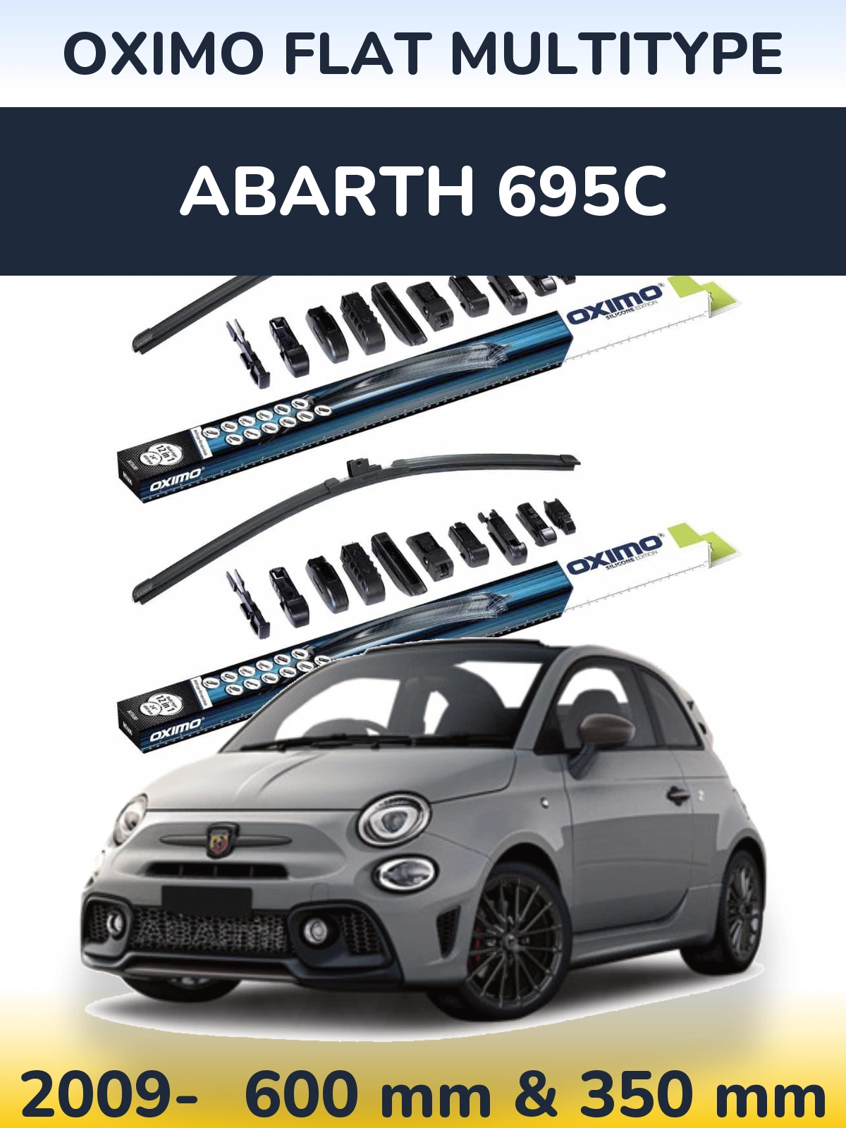 Sada předních stěračů Oximo Flat MultiType 600 a 350 mm pro Abarth 695C 2009-2026