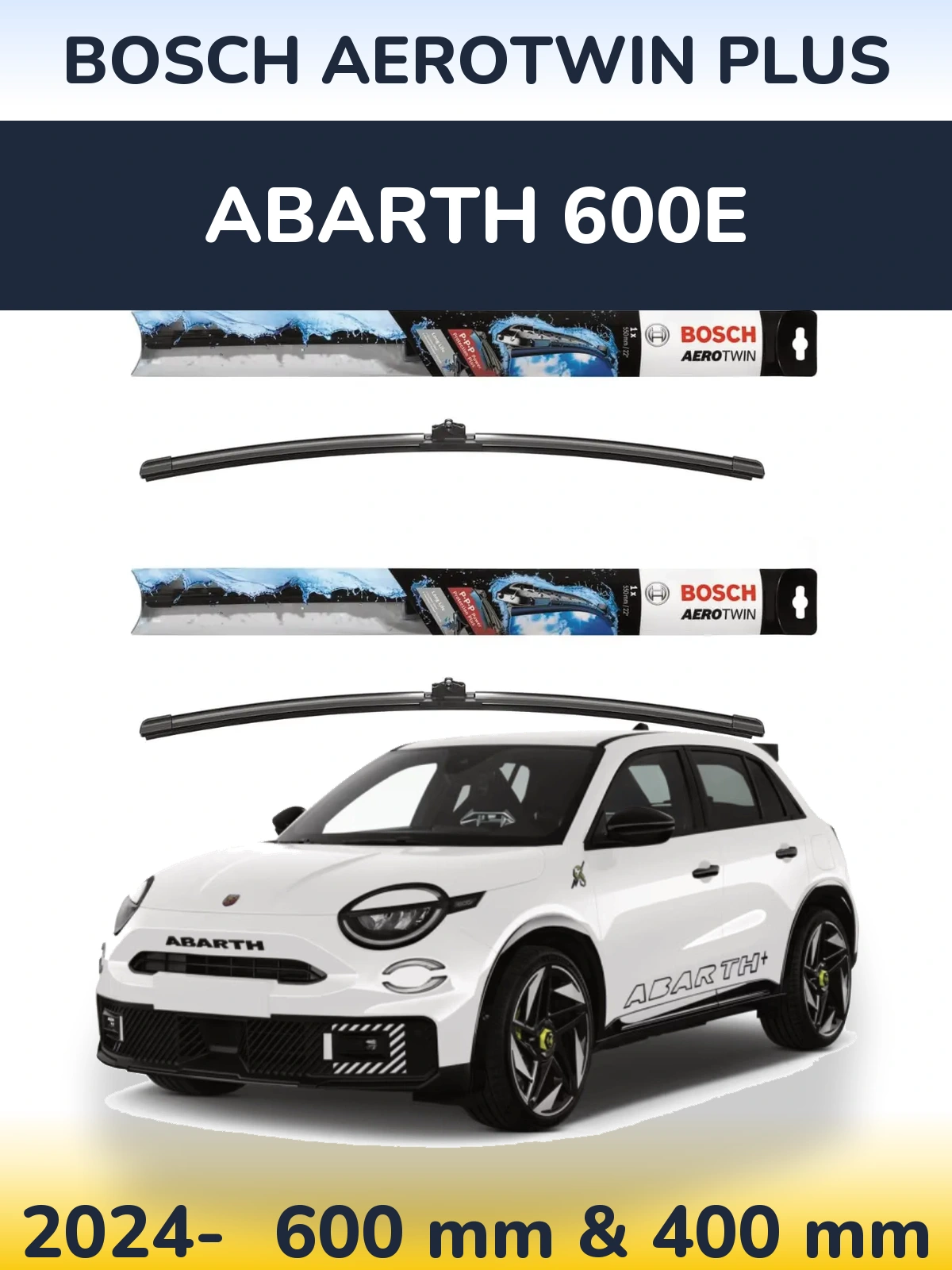 Комплект передніх щіток BOSCH AeroTwin Plus 600 & 400 мм для Abarth 600e 2024-2026