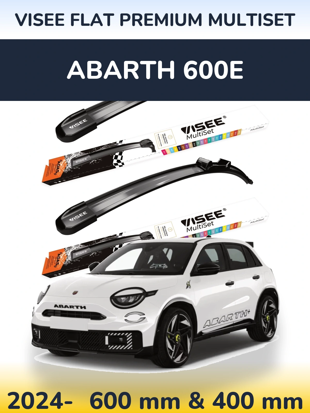 Sada předních stěračů VISEE FLAT PREMIUM MultiSet 600 a 400 mm pro Abarth 600e 2024-2026