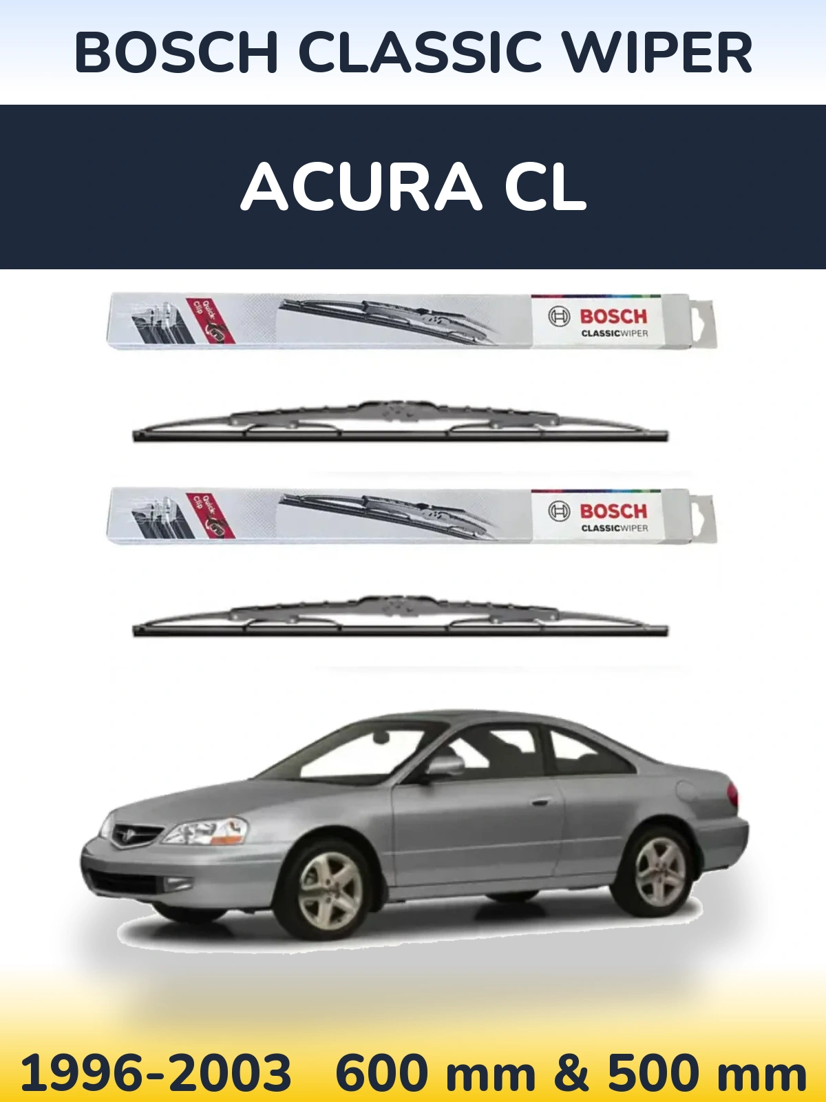 Sada předních stěračů BOSCH Classic Wiper 600 a 500 mm pro Acura CL 1996-2003