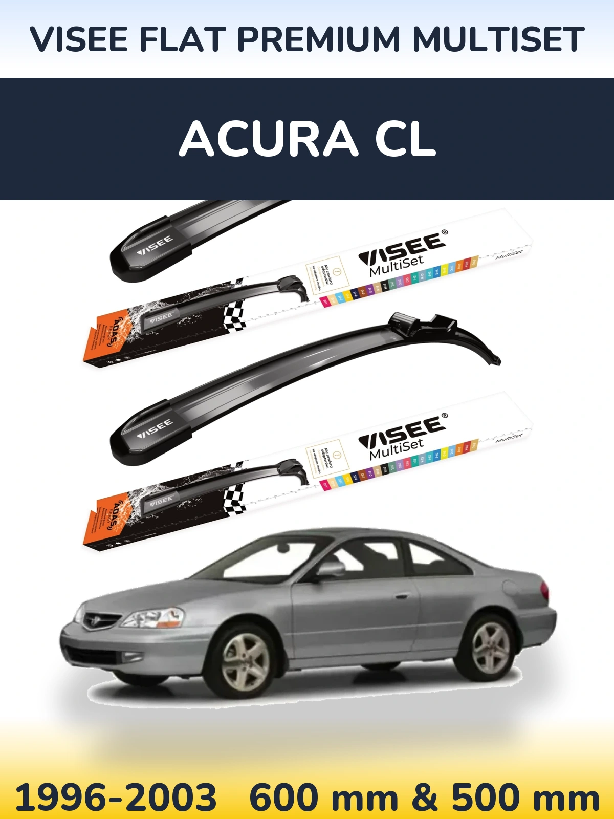 Sada předních stěračů VISEE FLAT PREMIUM MultiSet 600 a 500 mm pro Acura CL 1996-2003