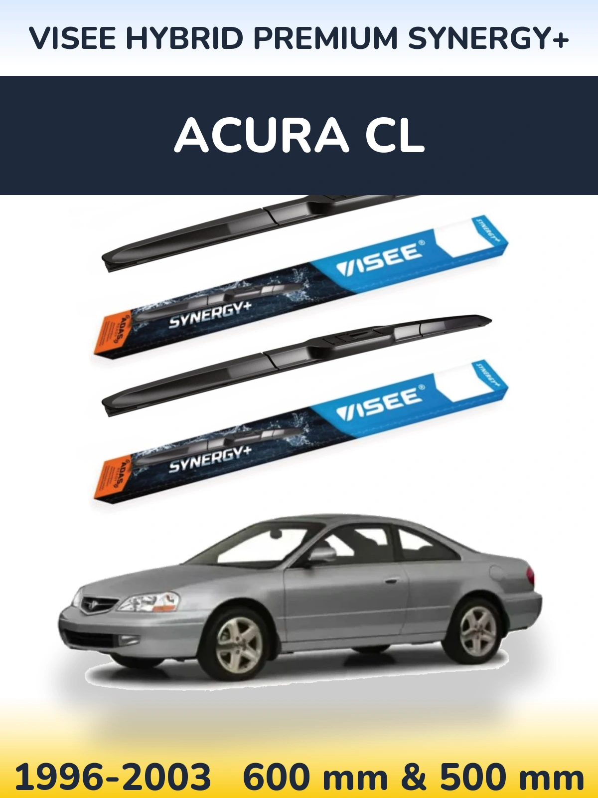 Sada předních stěračů VISEE HYBRID PREMIUM SYNERGY+ 600 a 500 mm pro Acura CL 1996-2003