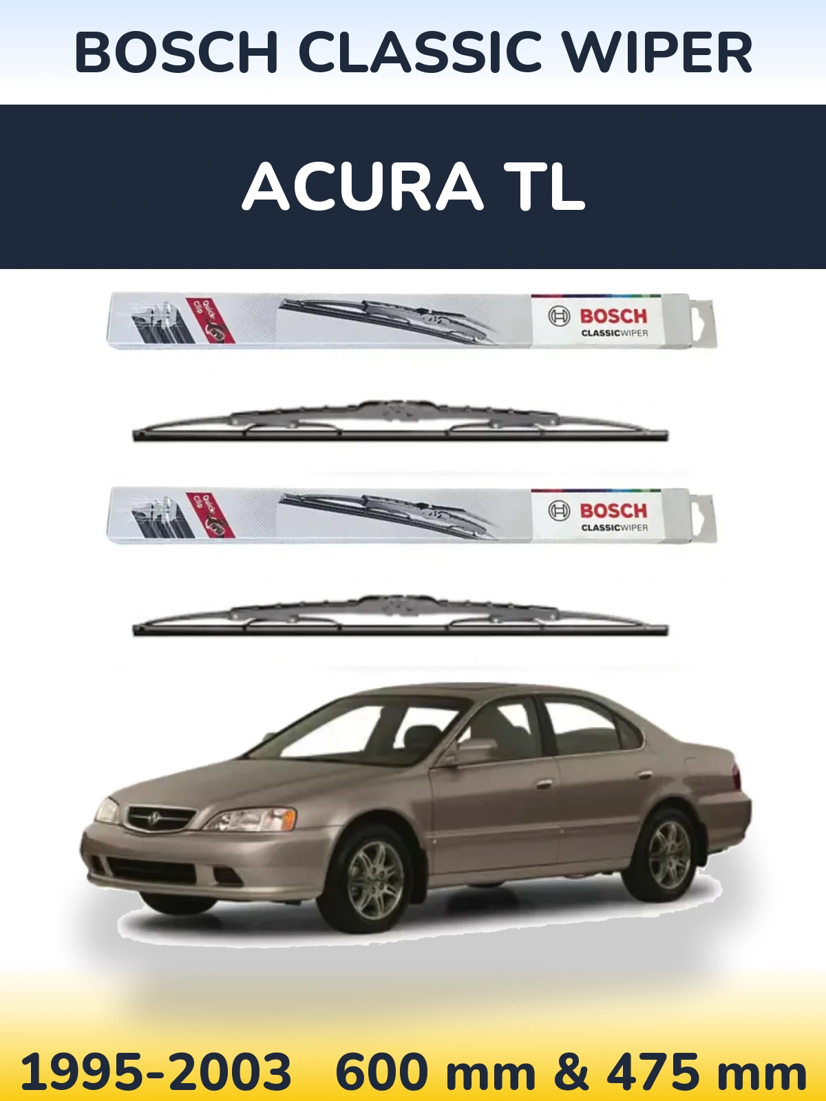 Sada předních stěračů BOSCH Classic Wiper 600 a 475 mm pro Acura TL 1995-2003
