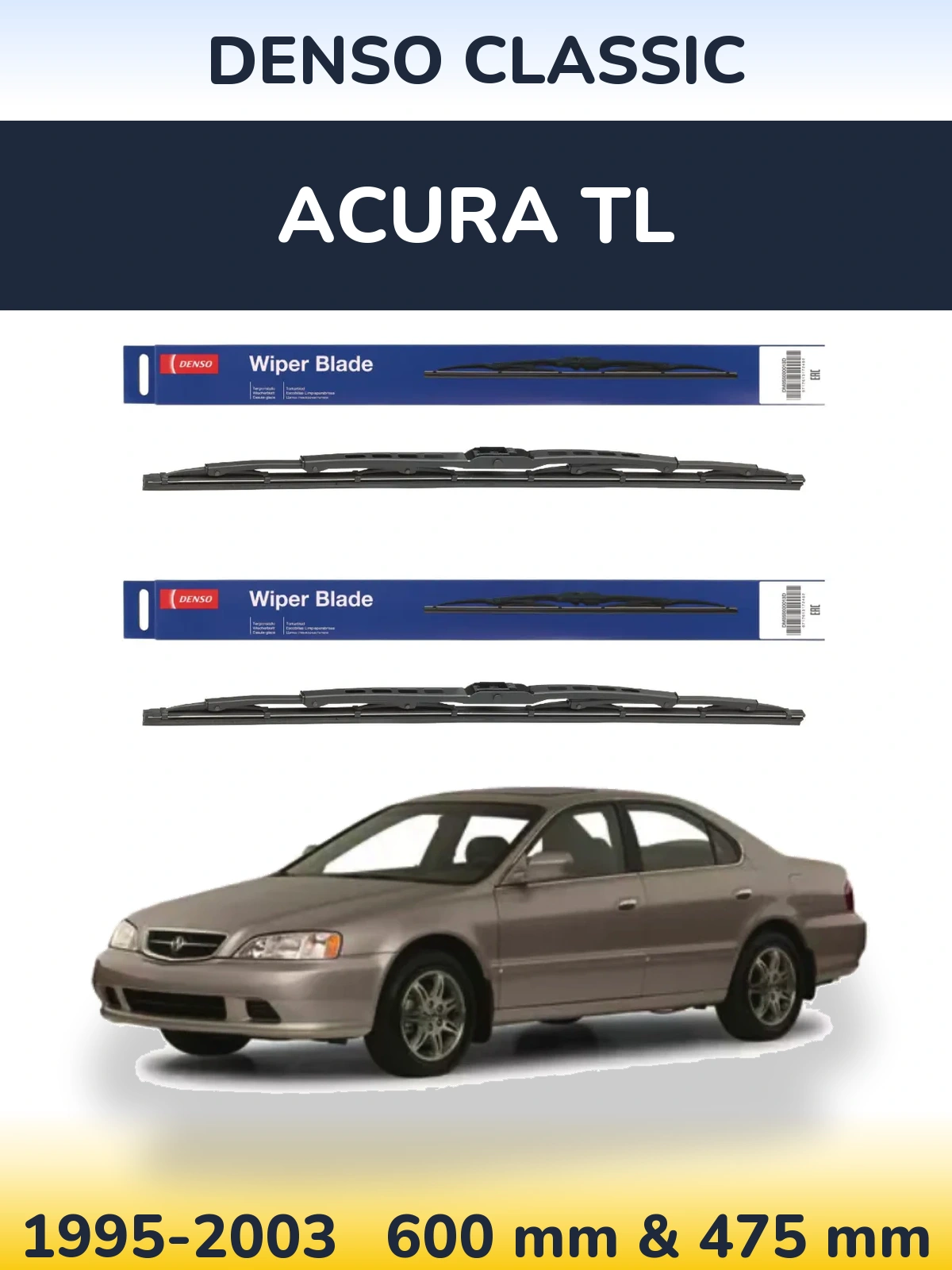 Sada předních stěračů Denso Classic 600 a 475 mm pro Acura TL 1995-2003
