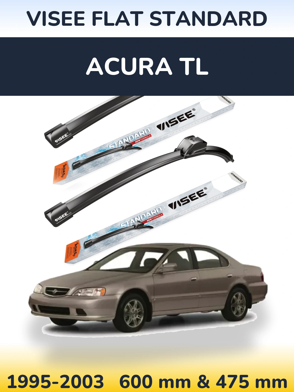 Sada předních stěračů VISEE FLAT STANDARD 600 a 475 mm pro Acura TL 1995-2003