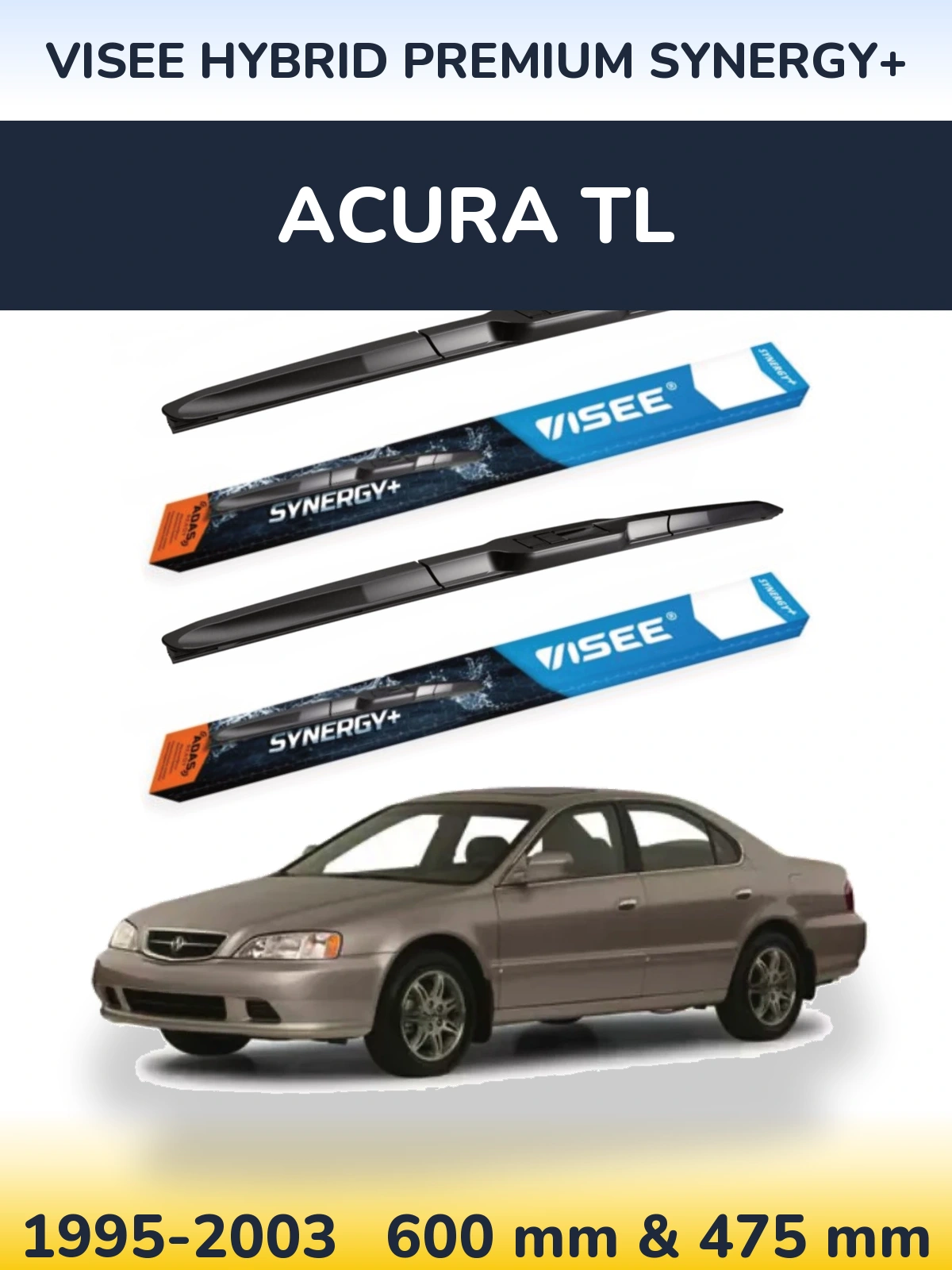 Комплект передніх щіток VISEE HYBRID PREMIUM SYNERGY+ 600 & 475 мм для Acura TL 1995-2003