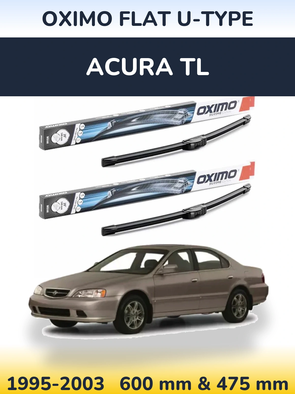 Sada předních stěračů Oximo Flat U-type 600 a 475 mm pro Acura TL 1995-2003