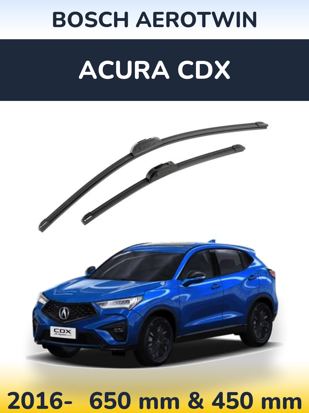 Sada předních stěračů BOSCH AeroTwin 650 a 450 mm pro Acura CDX 2016-2026