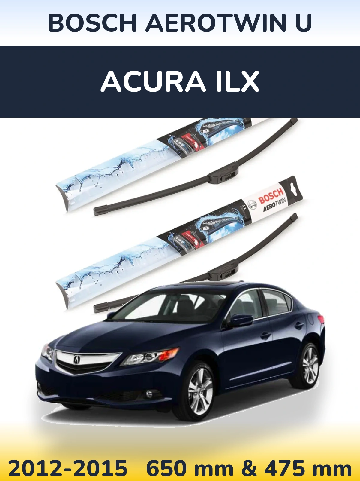 Sada předních stěračů BOSCH AeroTwin U 650 a 475 mm pro Acura ILX 2012-2015