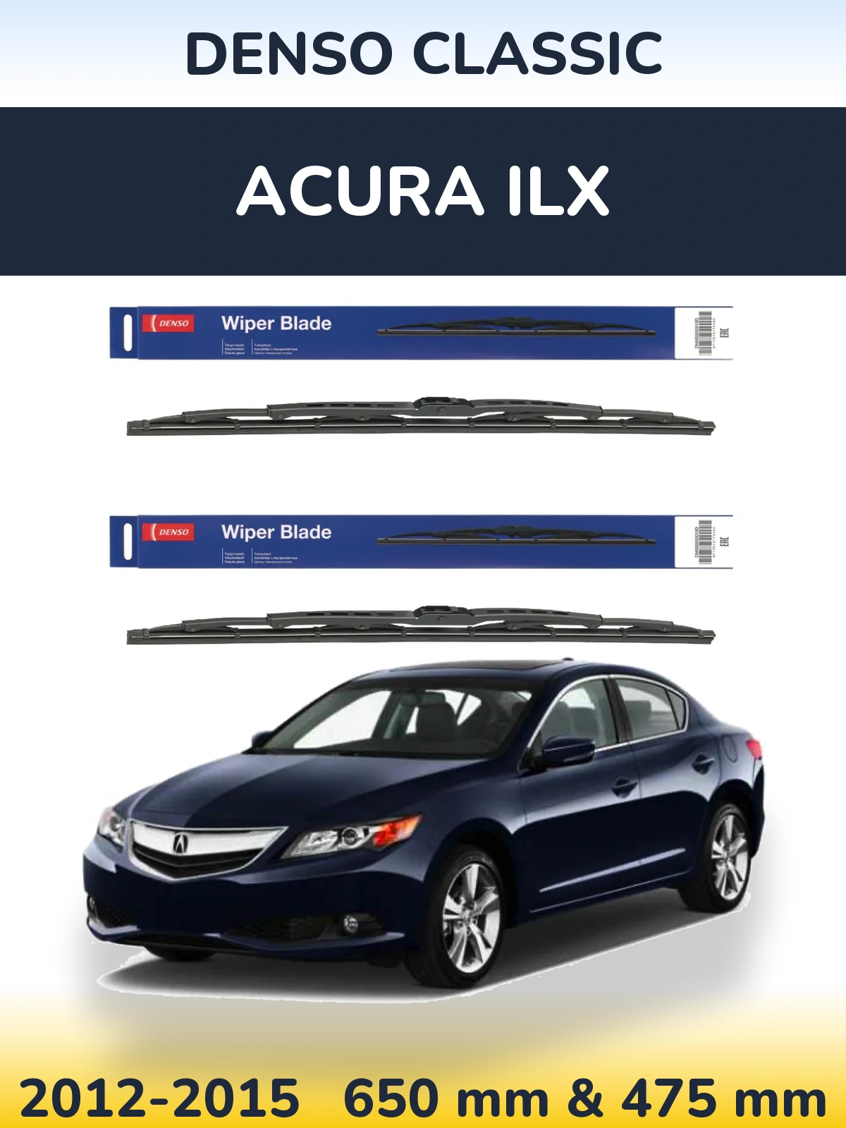 Sada předních stěračů Denso Classic 650 a 475 mm pro Acura ILX 2012-2015