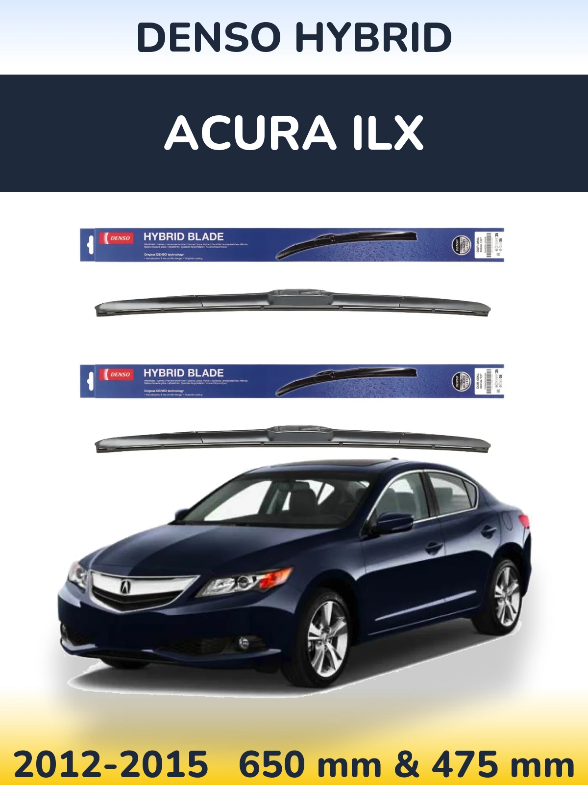 Sada předních stěračů Denso Hybrid 650 a 475 mm pro Acura ILX 2012-2015