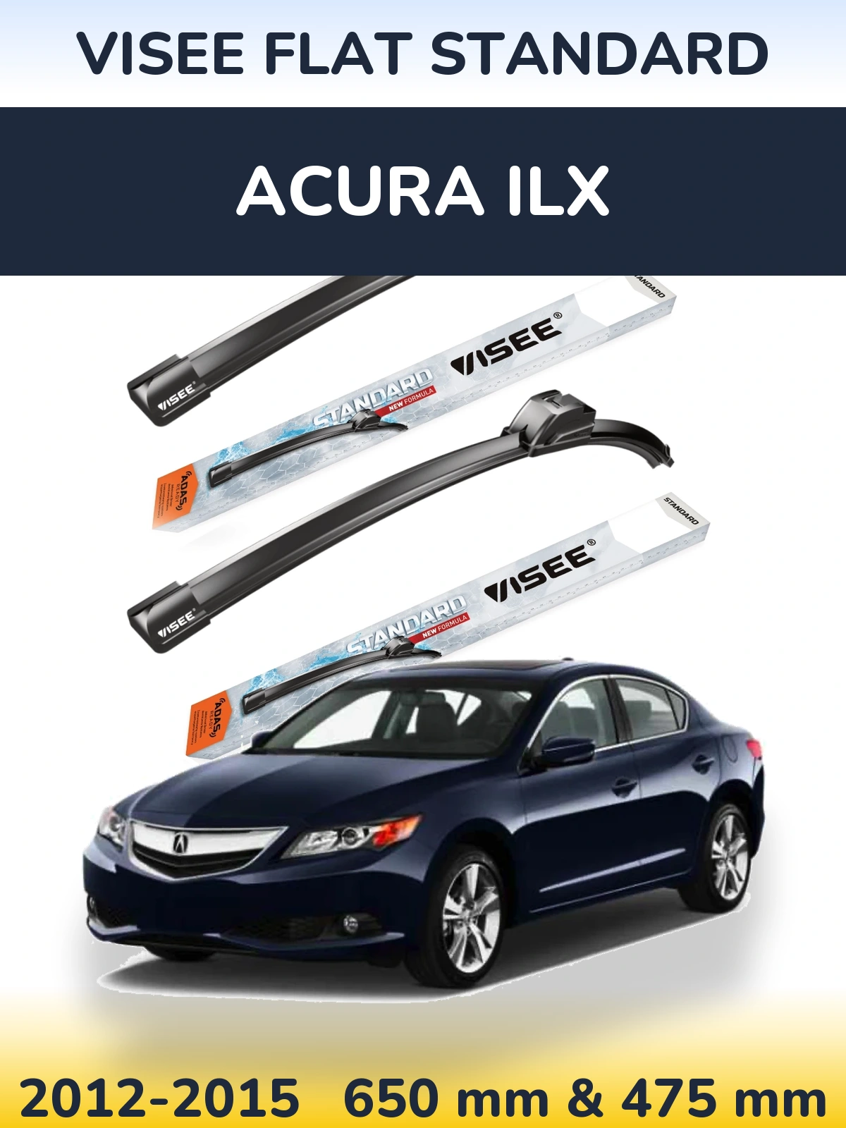 Sada předních stěračů VISEE FLAT STANDARD 650 a 475 mm pro Acura ILX 2012-2015