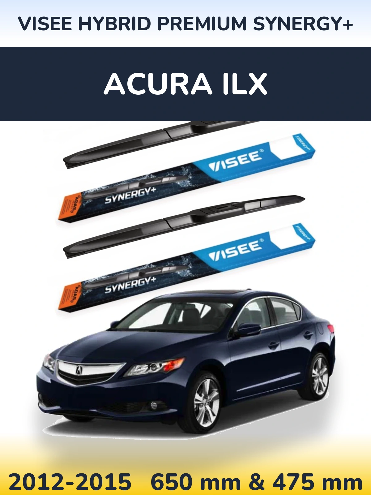 Sada předních stěračů VISEE HYBRID PREMIUM SYNERGY+ 650 a 475 mm pro Acura ILX 2012-2015