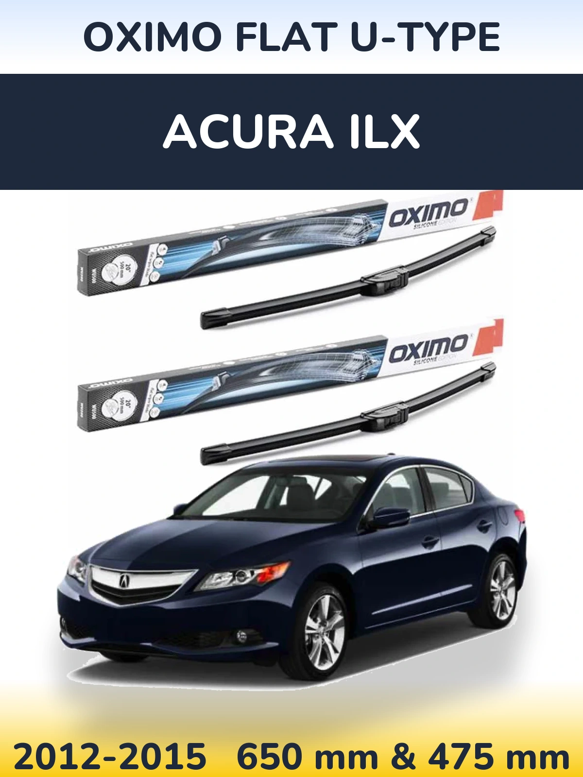 Sada předních stěračů Oximo Flat U-type 650 a 475 mm pro Acura ILX 2012-2015