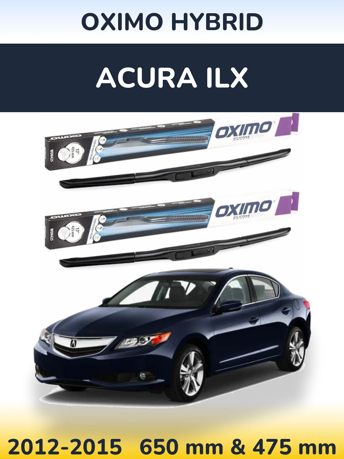 Sada předních stěračů Oximo Hybrid 650 a 475 mm pro Acura ILX 2012-2015