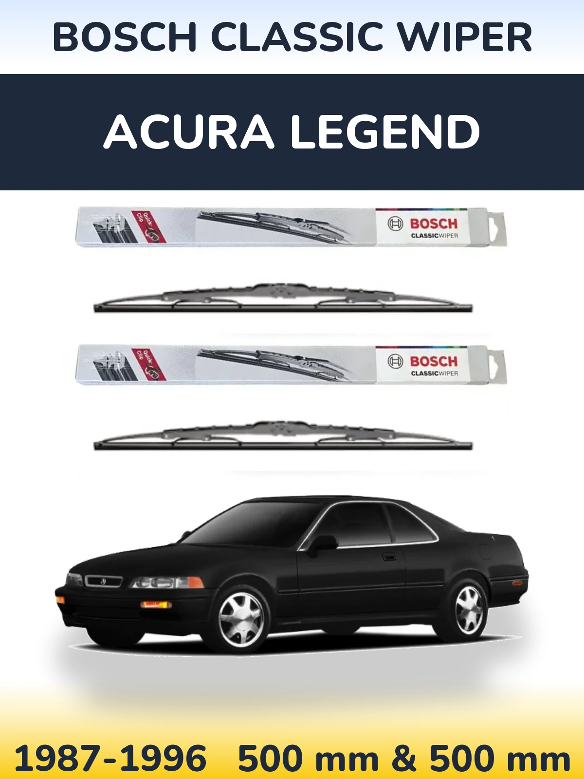 Sada předních stěračů BOSCH Classic Wiper 500 a 500 mm pro Acura Legend 1987-1996