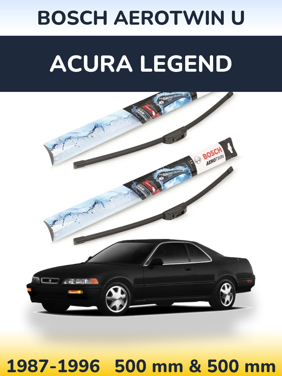 Sada předních stěračů BOSCH AeroTwin U 500 a 500 mm pro Acura Legend 1987-1996