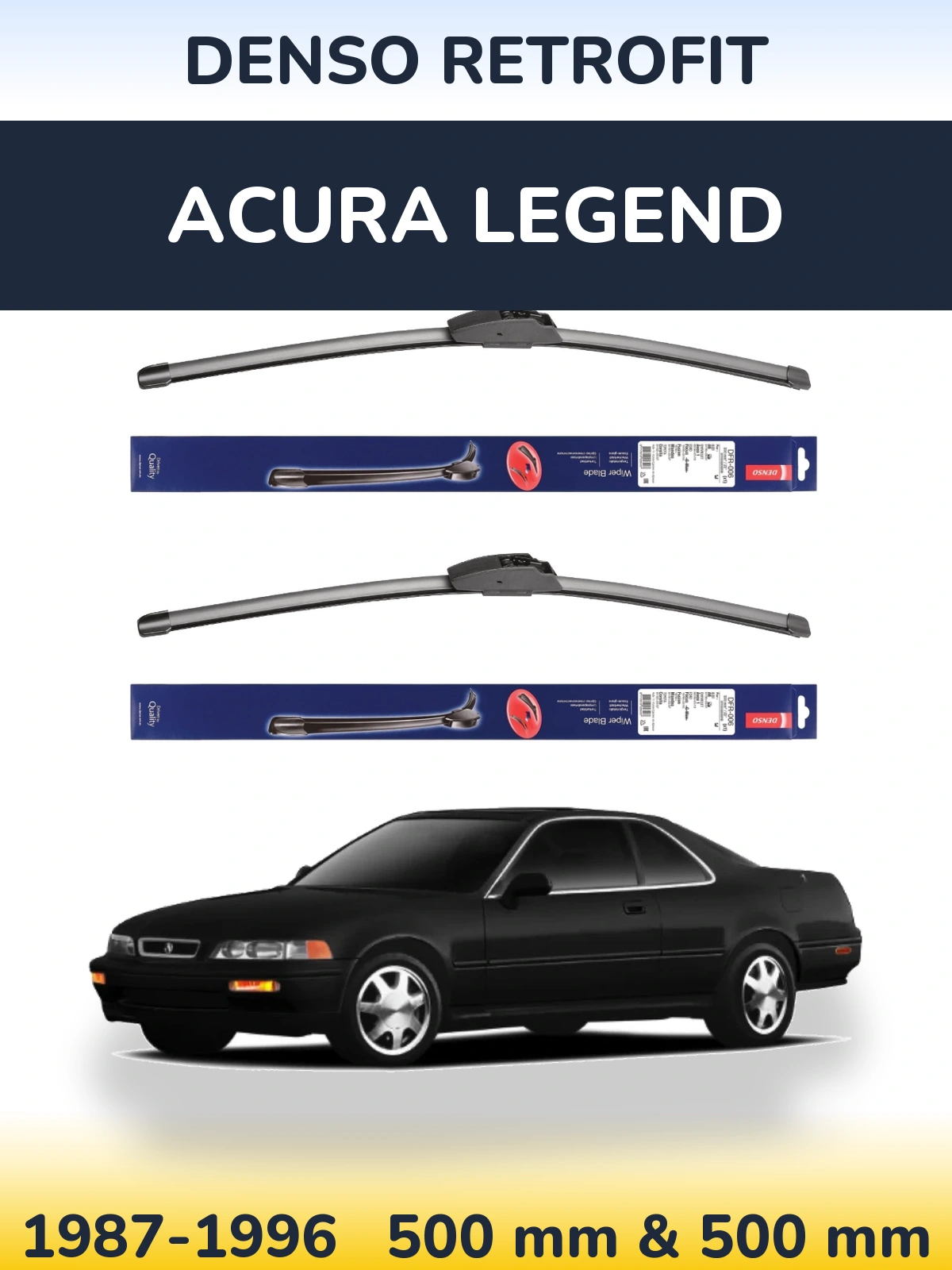 Sada předních stěračů Denso Retrofit 500 a 500 mm pro Acura Legend 1987-1996
