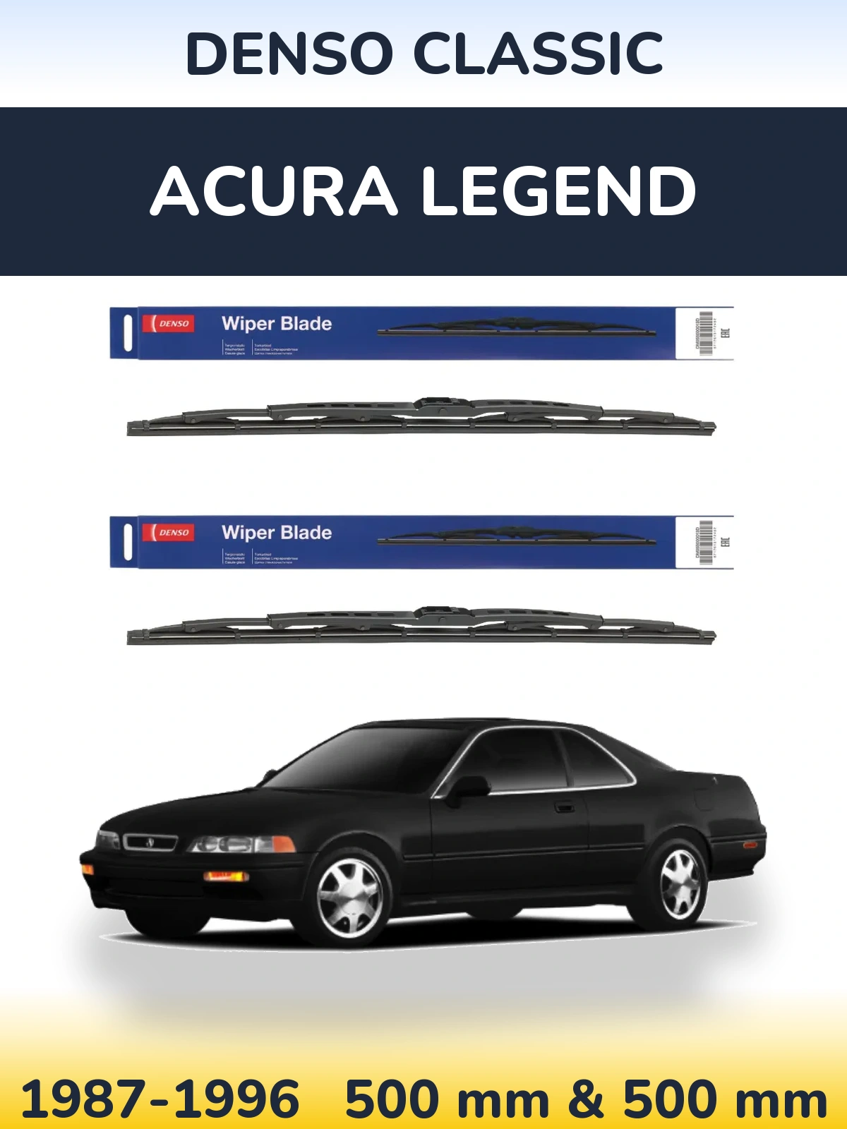 Sada předních stěračů Denso Classic 500 a 500 mm pro Acura Legend 1987-1996