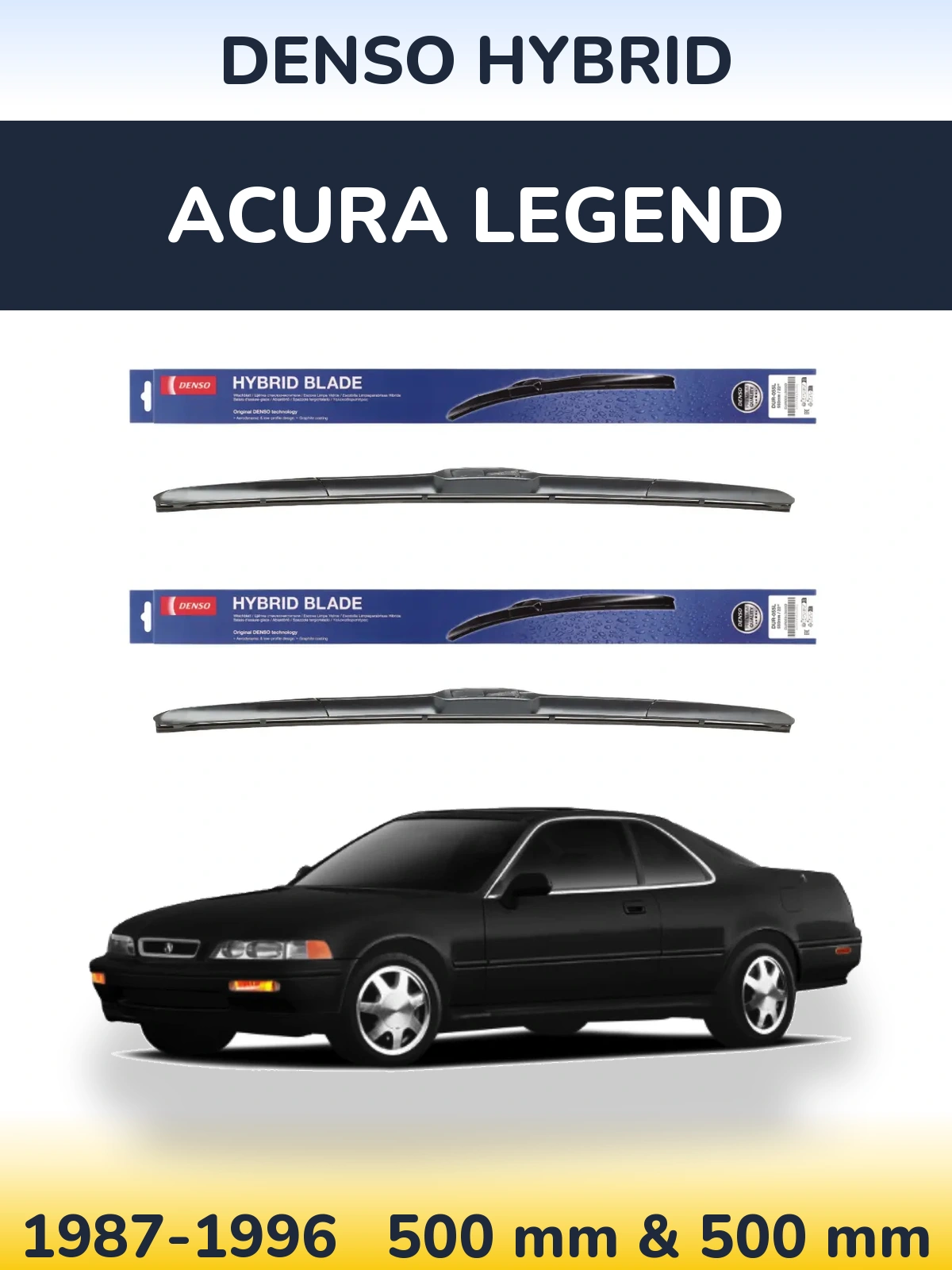 Sada předních stěračů Denso Hybrid 500 a 500 mm pro Acura Legend 1987-1996
