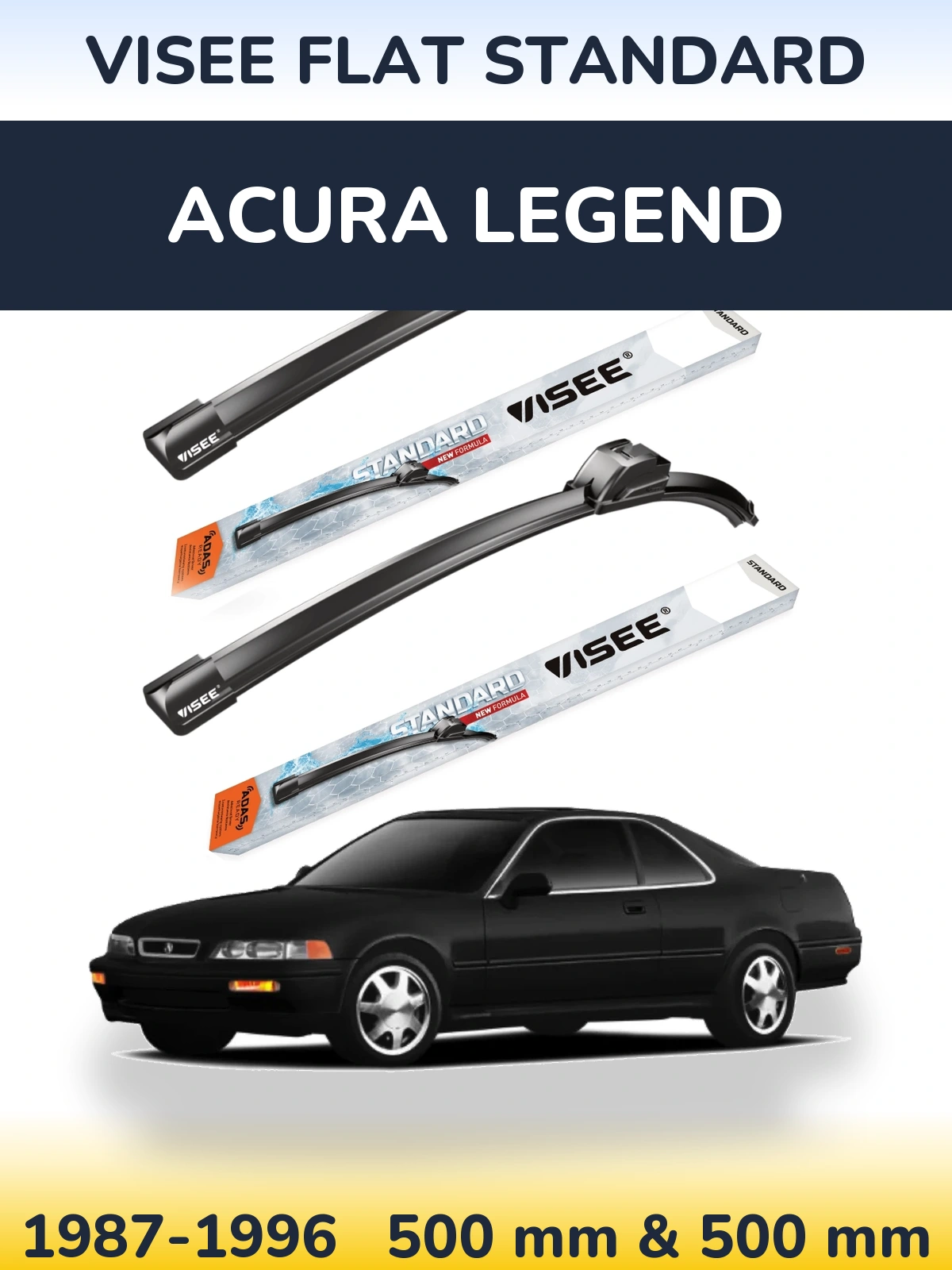 Sada předních stěračů VISEE FLAT STANDARD 500 a 500 mm pro Acura Legend 1987-1996