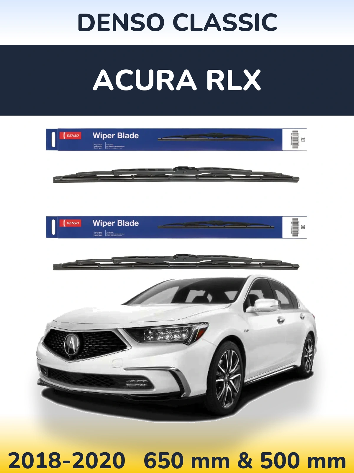 Sada předních stěračů Denso Classic 650 a 500 mm pro Acura RLX 2018-2020