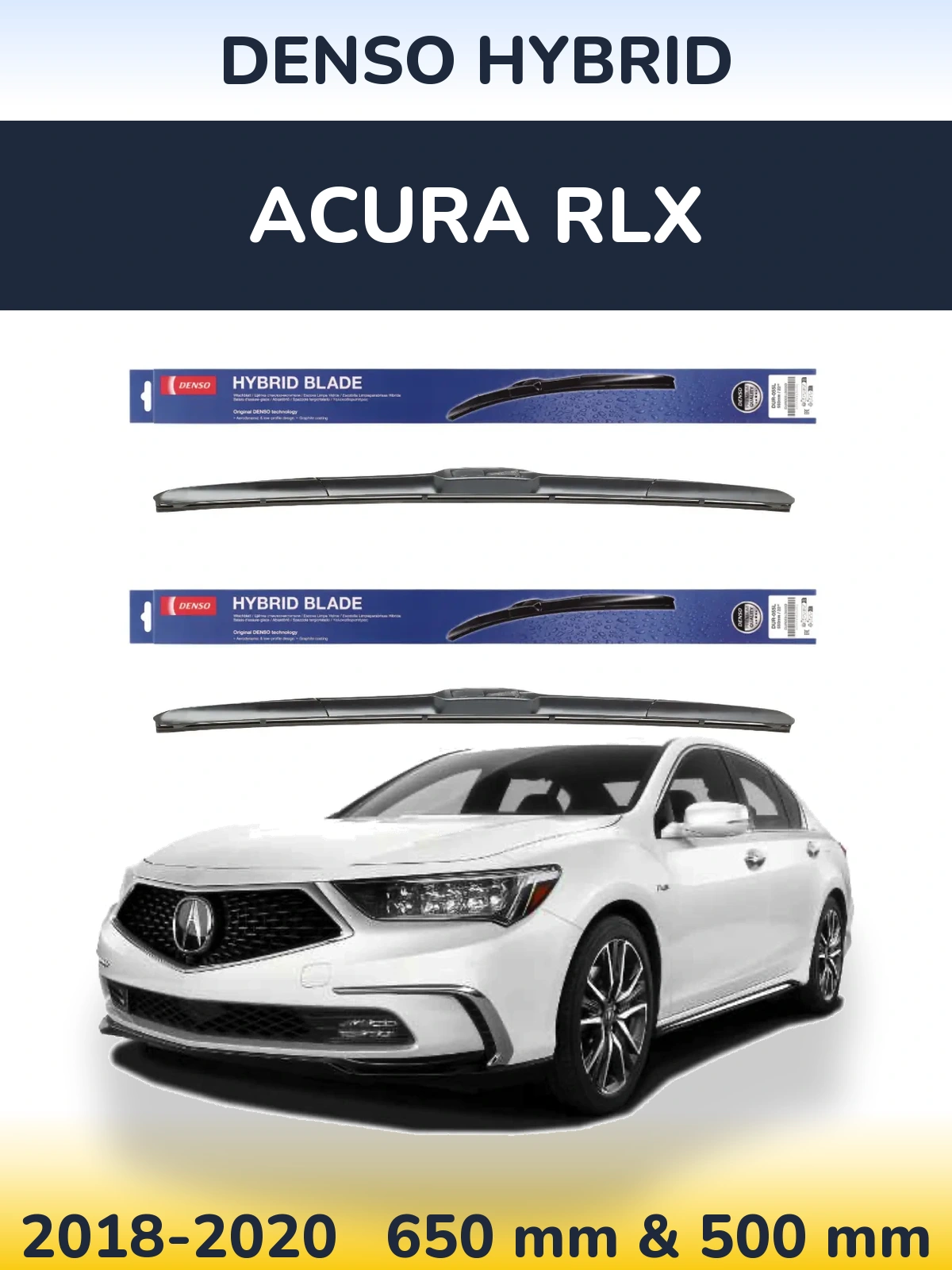 Sada předních stěračů Denso Hybrid 650 a 500 mm pro Acura RLX 2018-2020