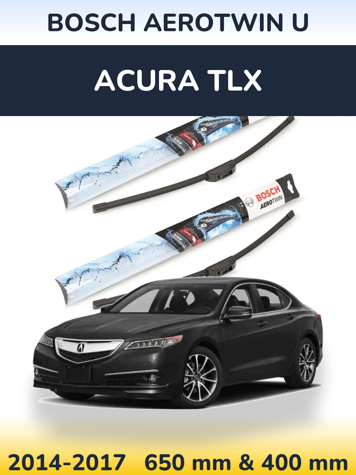 Sada předních stěračů BOSCH AeroTwin U 650 a 400 mm pro Acura TLX 2014-2017