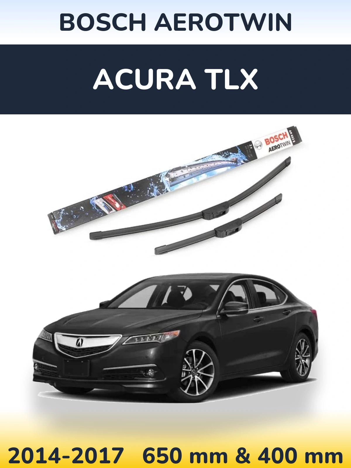 Sada předních stěračů BOSCH AeroTwin 650 a 400 mm pro Acura TLX 2014-2017