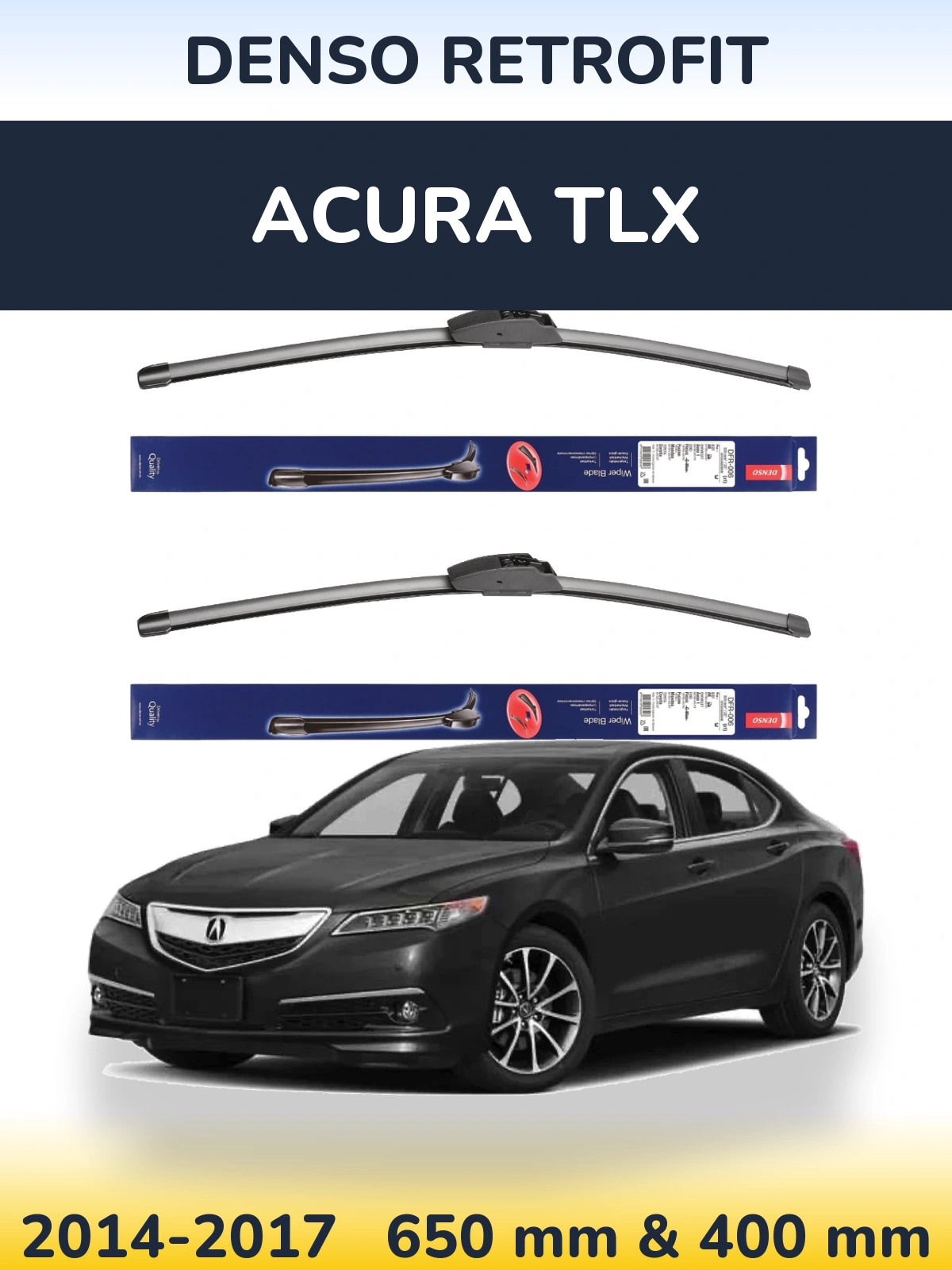 Sada předních stěračů Denso Retrofit 650 a 400 mm pro Acura TLX 2014-2017