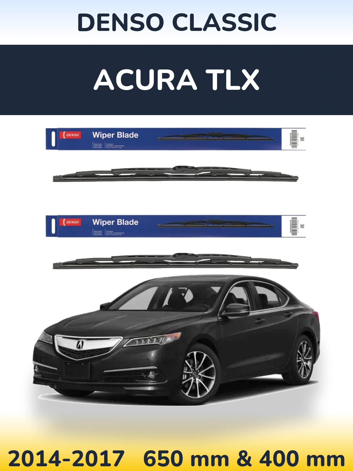 Sada předních stěračů Denso Classic 650 a 400 mm pro Acura TLX 2014-2017