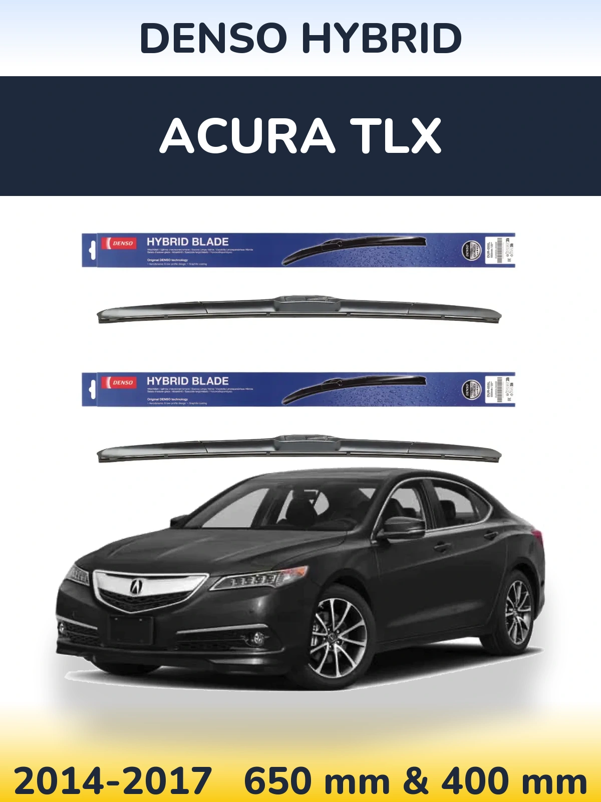 Sada předních stěračů Denso Hybrid 650 a 400 mm pro Acura TLX 2014-2017