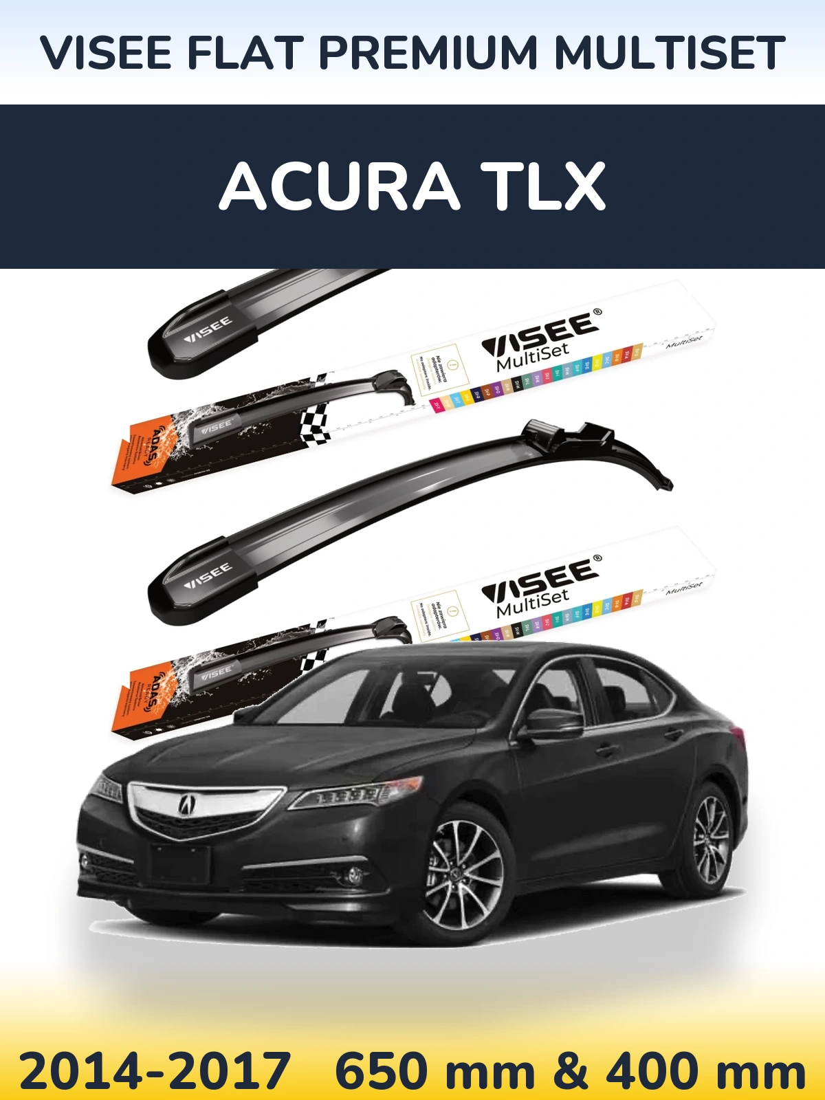 Sada předních stěračů VISEE FLAT PREMIUM MultiSet 650 a 400 mm pro Acura TLX 2014-2017