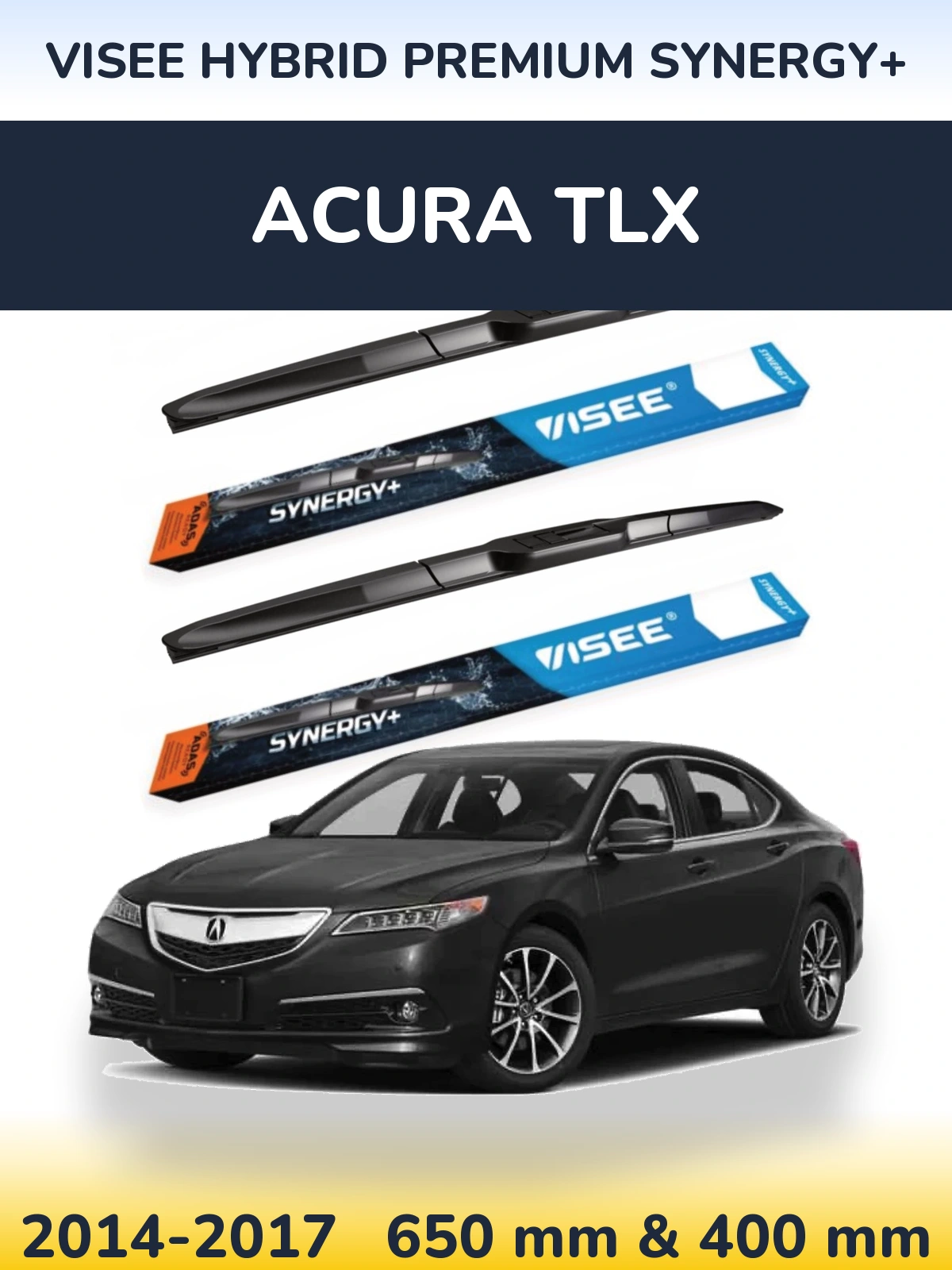 Комплект передніх щіток VISEE HYBRID PREMIUM SYNERGY+ 650 & 400 мм для Acura TLX 2014-2017
