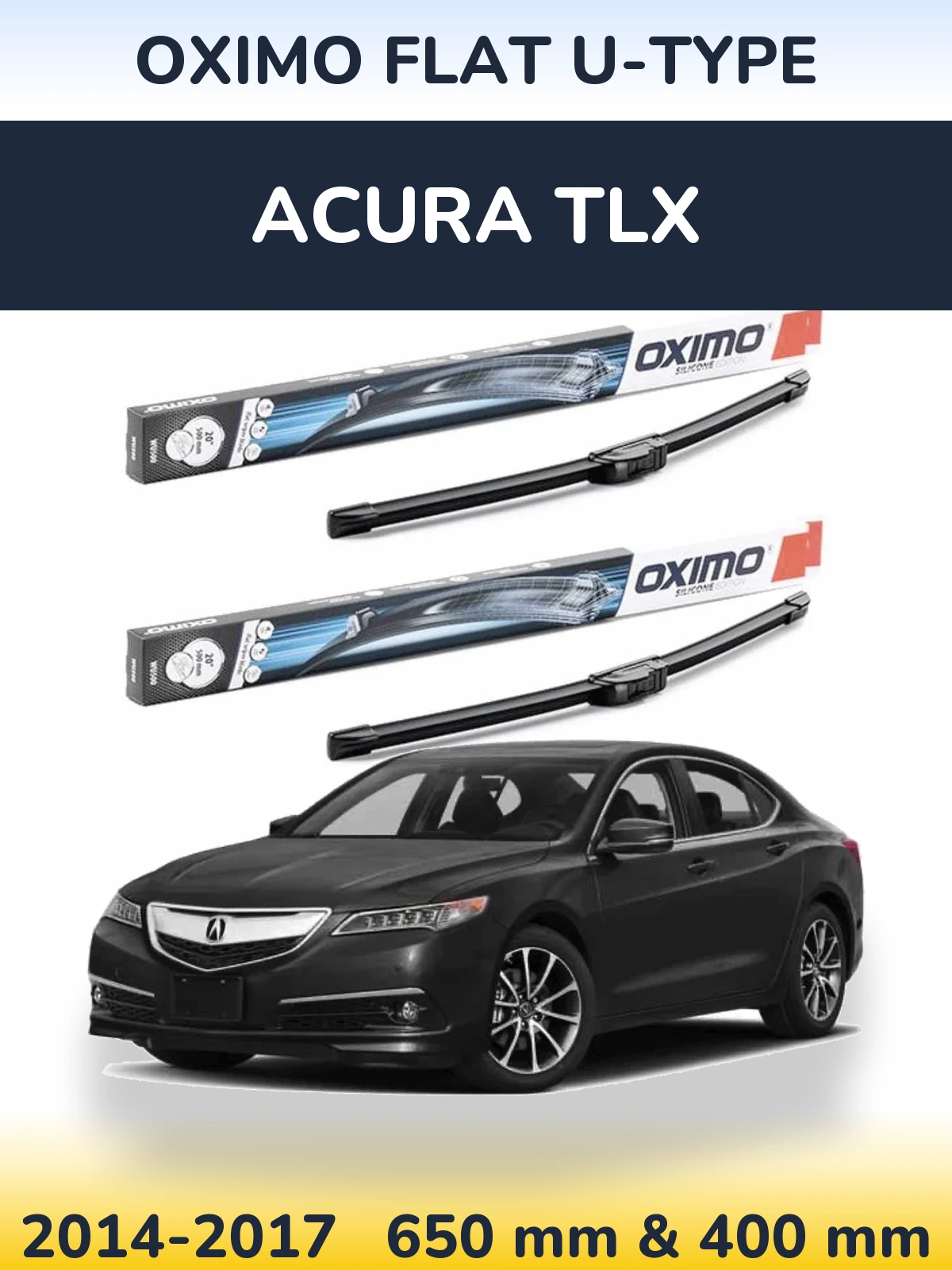Sada předních stěračů Oximo Flat U-type 650 a 400 mm pro Acura TLX 2014-2017