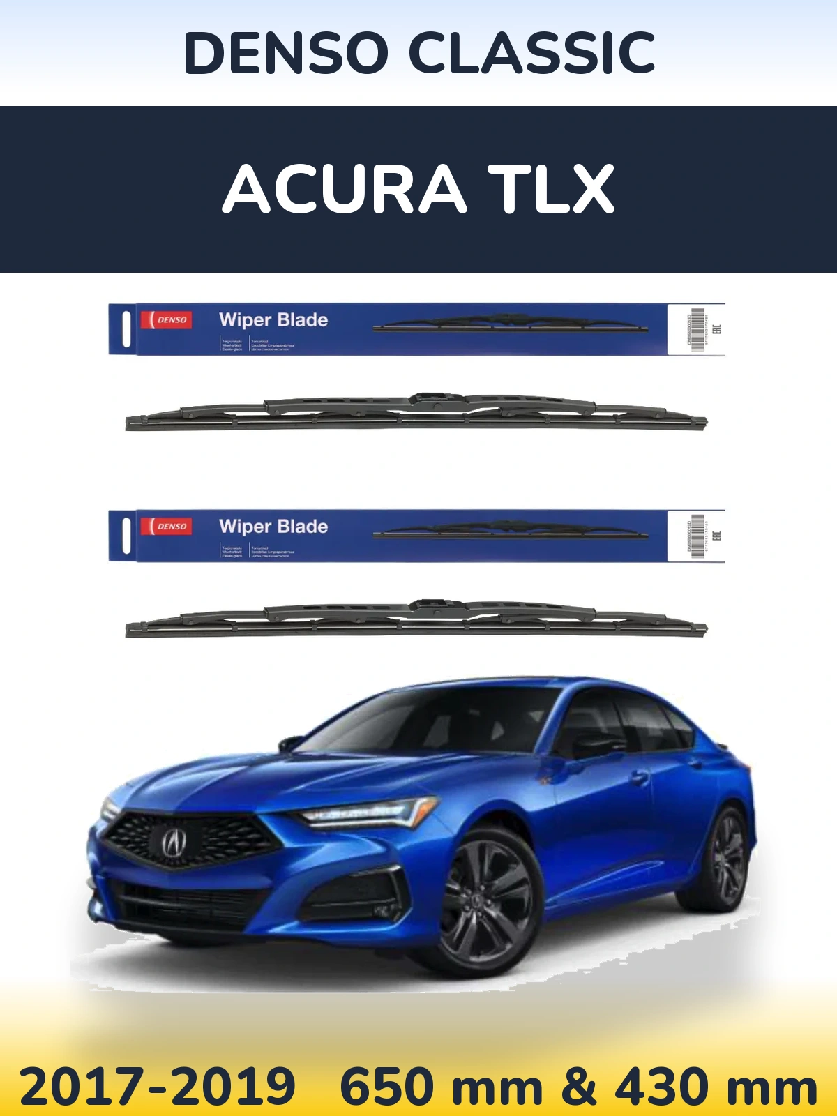 Sada předních stěračů Denso Classic 650 a 430 mm pro Acura TLX 2017-2019