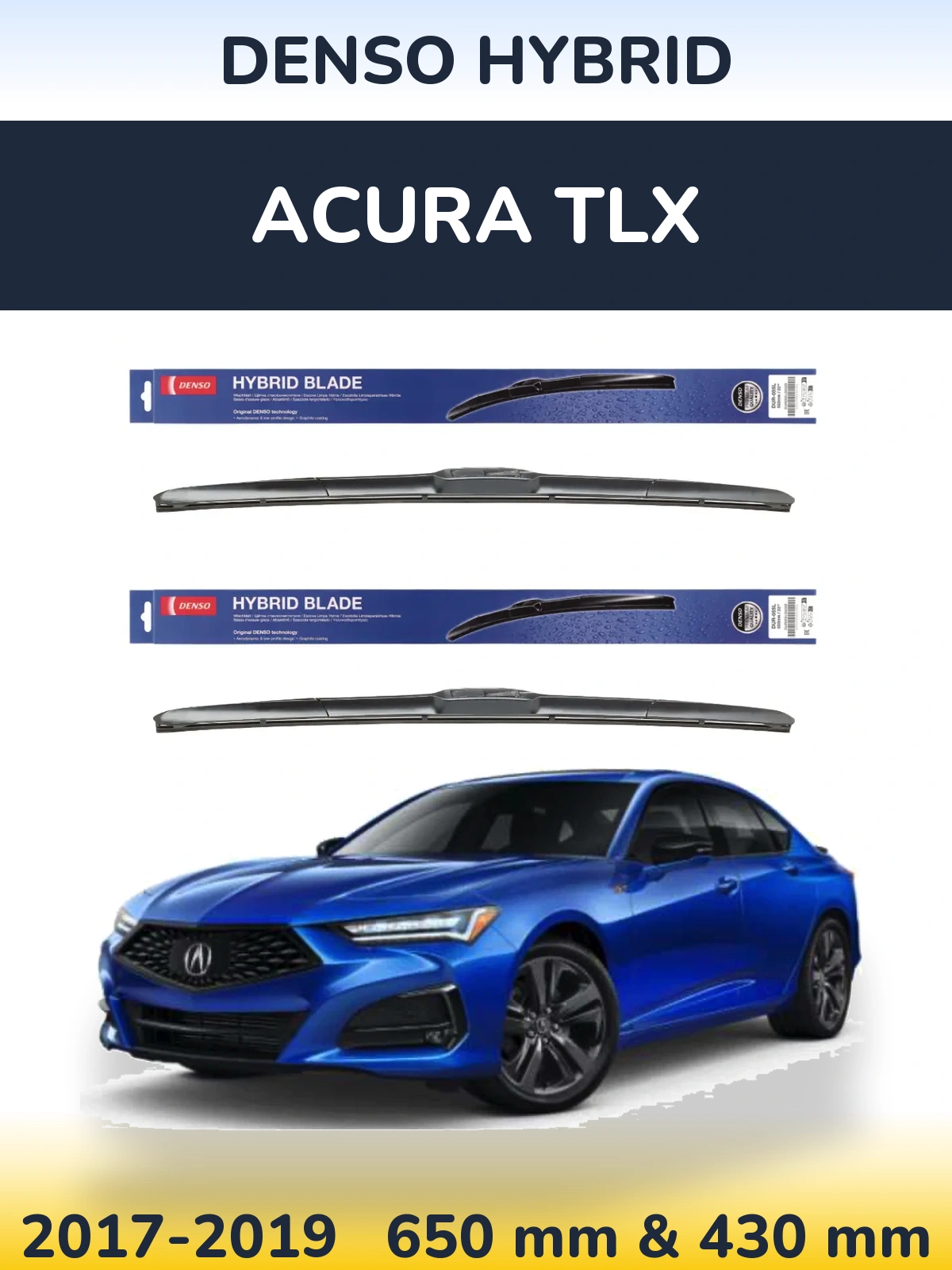 Sada předních stěračů Denso Hybrid 650 a 430 mm pro Acura TLX 2017-2019