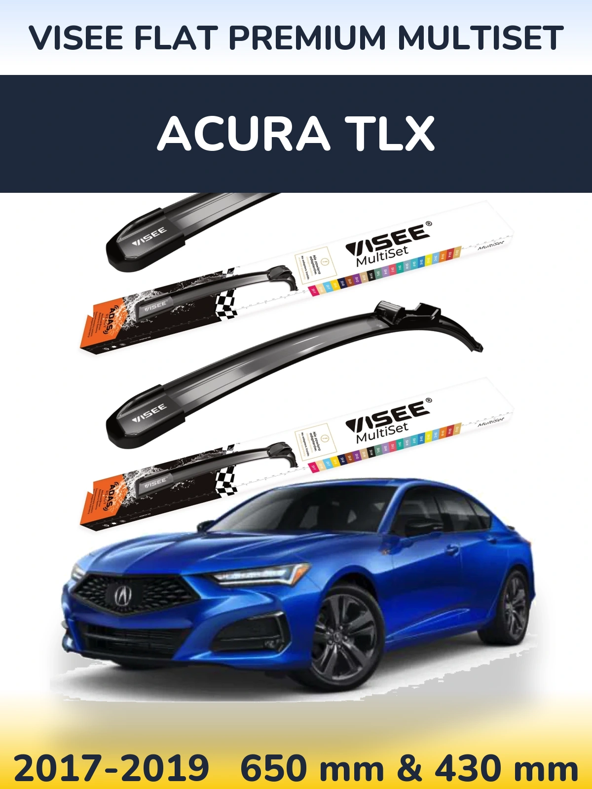 Sada předních stěračů VISEE FLAT PREMIUM MultiSet 650 a 430 mm pro Acura TLX 2017-2019