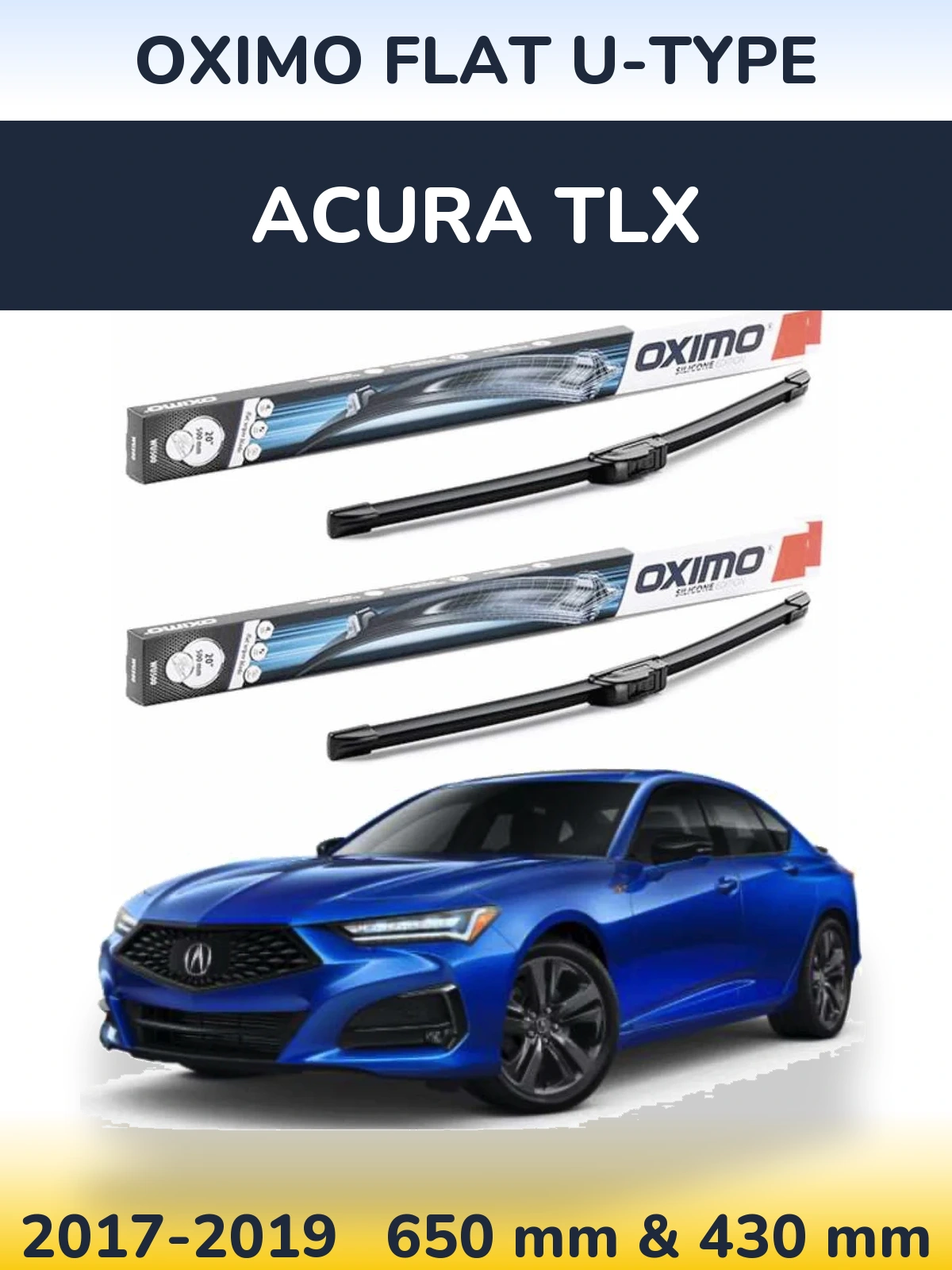 Sada předních stěračů Oximo Flat U-type 650 a 430 mm pro Acura TLX 2017-2019