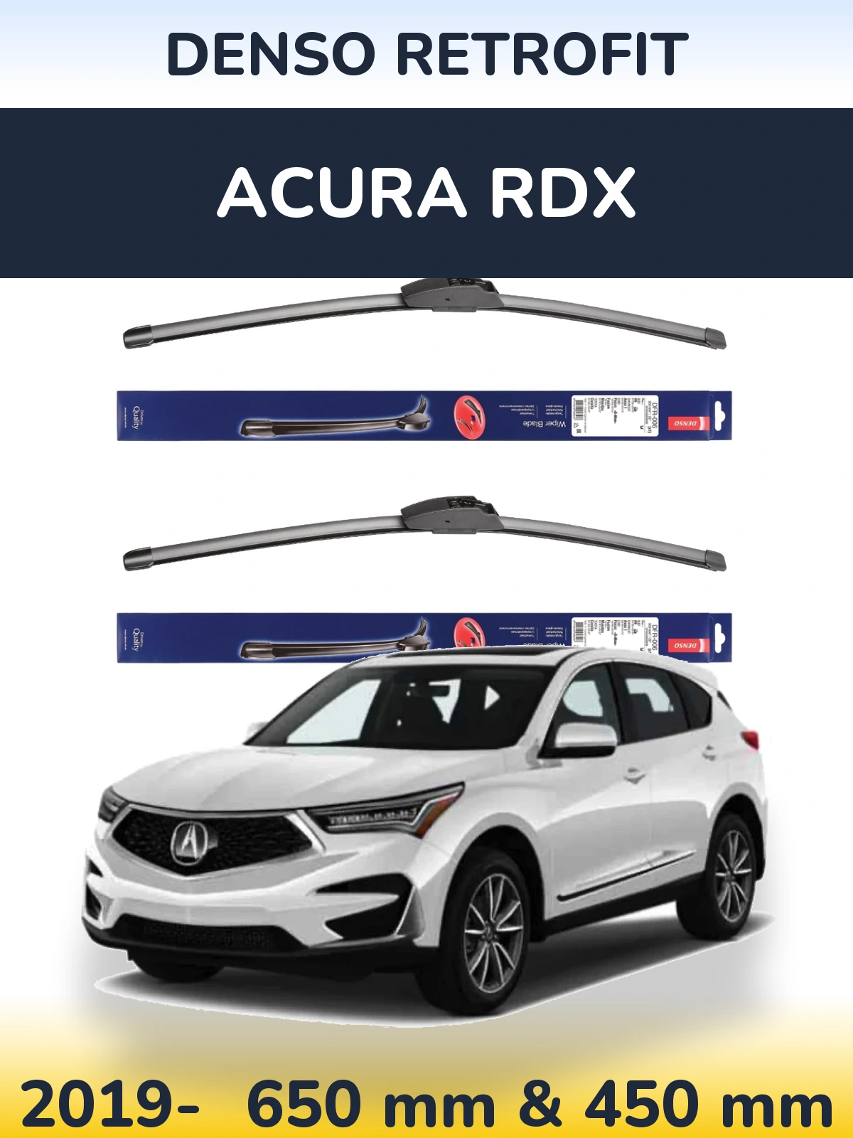 Sada předních stěračů Denso Retrofit 650 a 450 mm pro Acura RDX 2019-2026