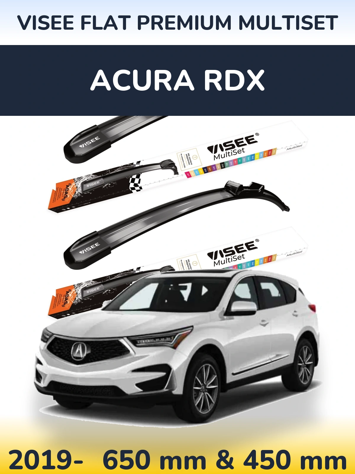 Sada předních stěračů VISEE FLAT PREMIUM MultiSet 650 a 450 mm pro Acura RDX 2019-2026